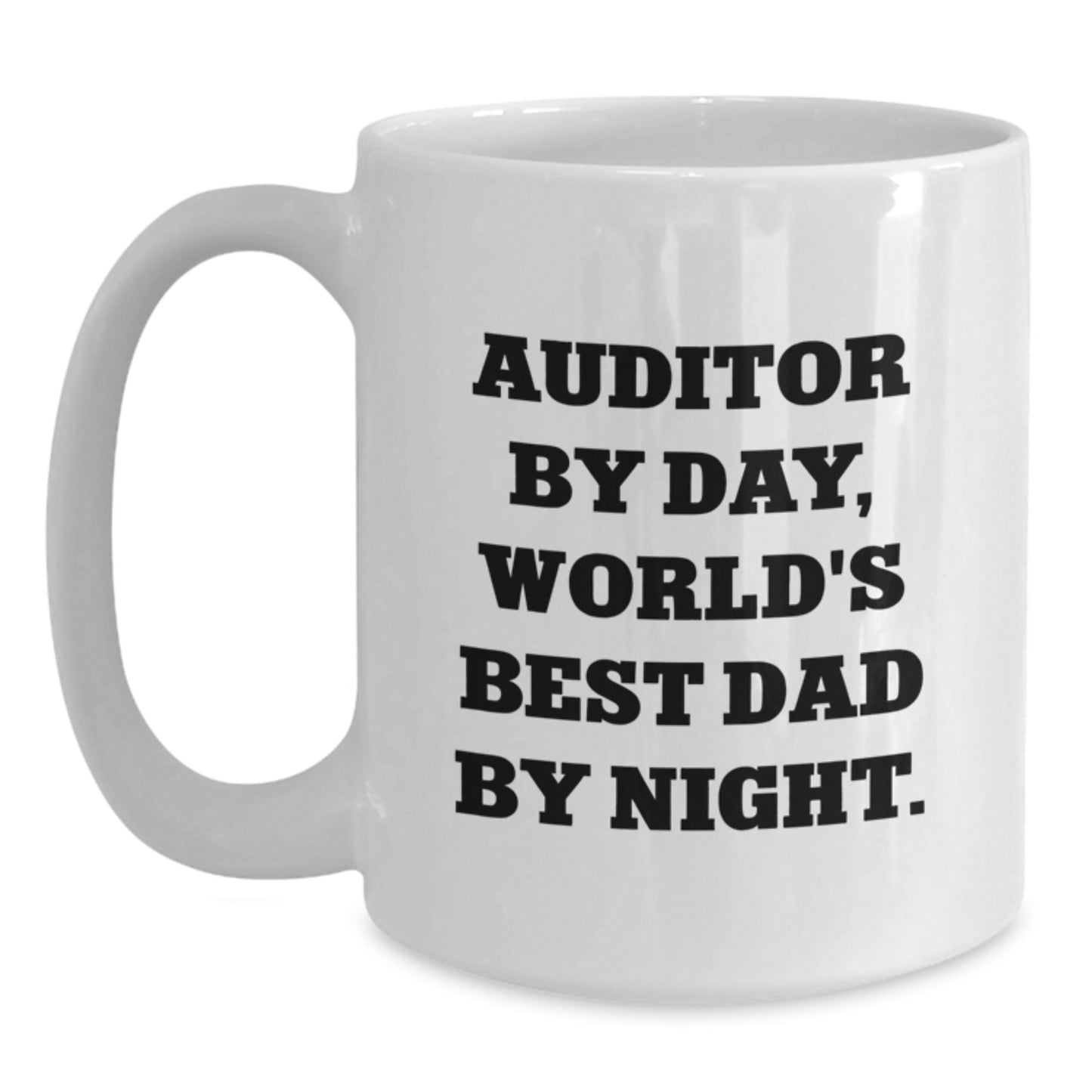 Funny Auditor Gifts for Birthday, World's Best Dad White Coffee Mug, 11oz or 15oz Capacity, Microwave and Dishwasher Safe, Gifts from Men to Auditor, Gifts for Auditor - Main