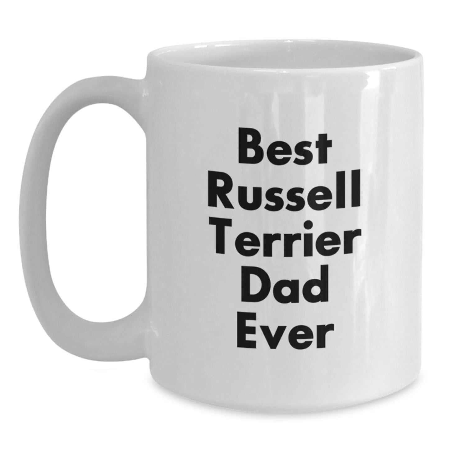 Russell Terrier Dog Dad Graduation White Coffee Mug, Funny Gifts from Men to Friends and Family - Main
