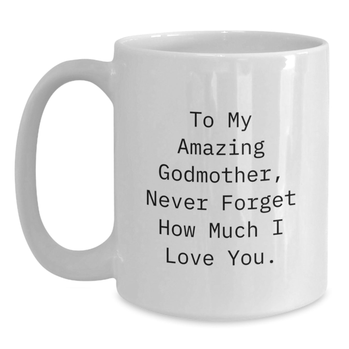 Godmother Gifts from Men to Women, Unique White Coffee Mug with Funny Quote, Never Forget How Much I Love You, Christmas Unique Gifts - Main