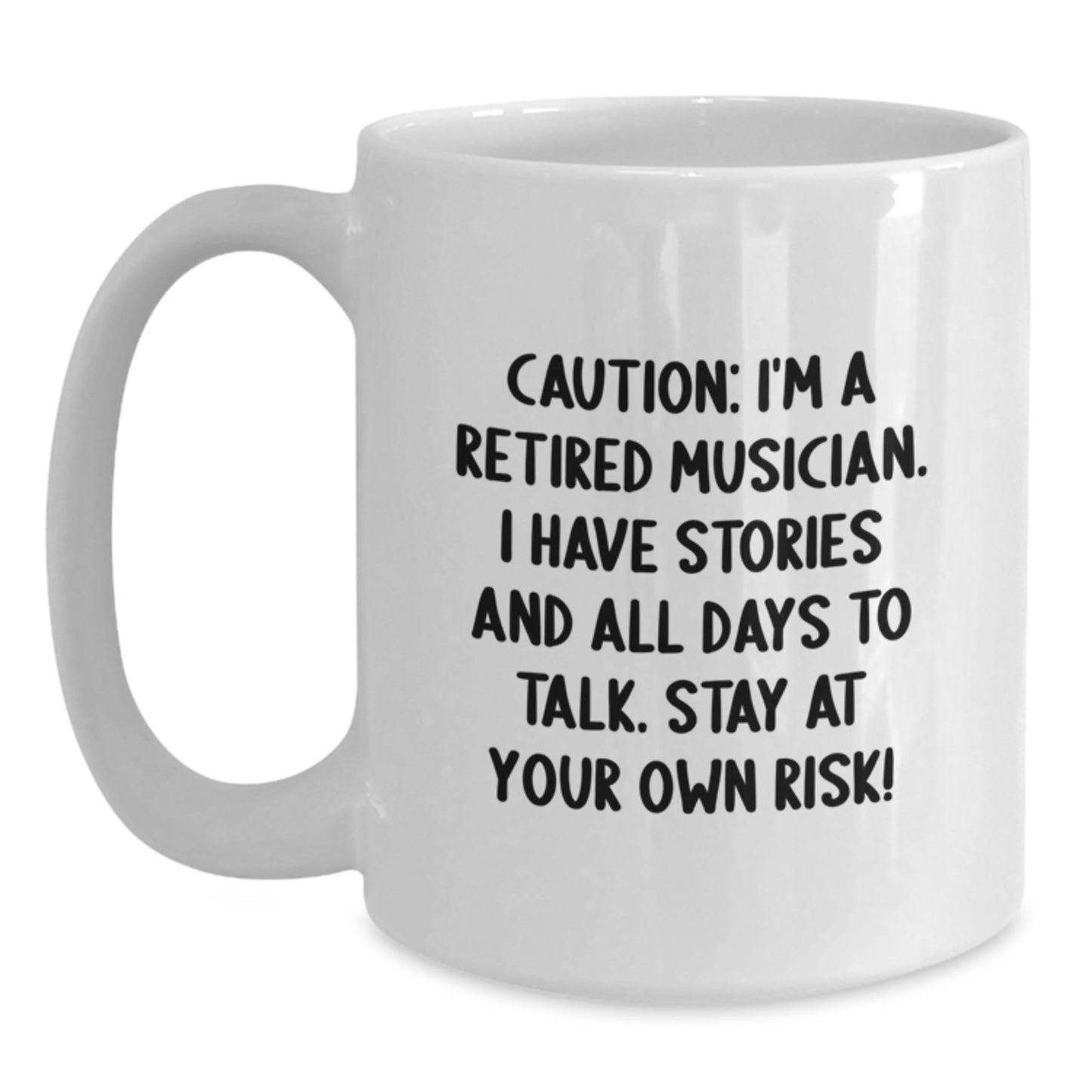 Funny Musician Gifts from Friends, Gifts for Musician Men, Caution: I'm A Retired Musician White Coffee Mug, Graduation Unique Gifts - Main