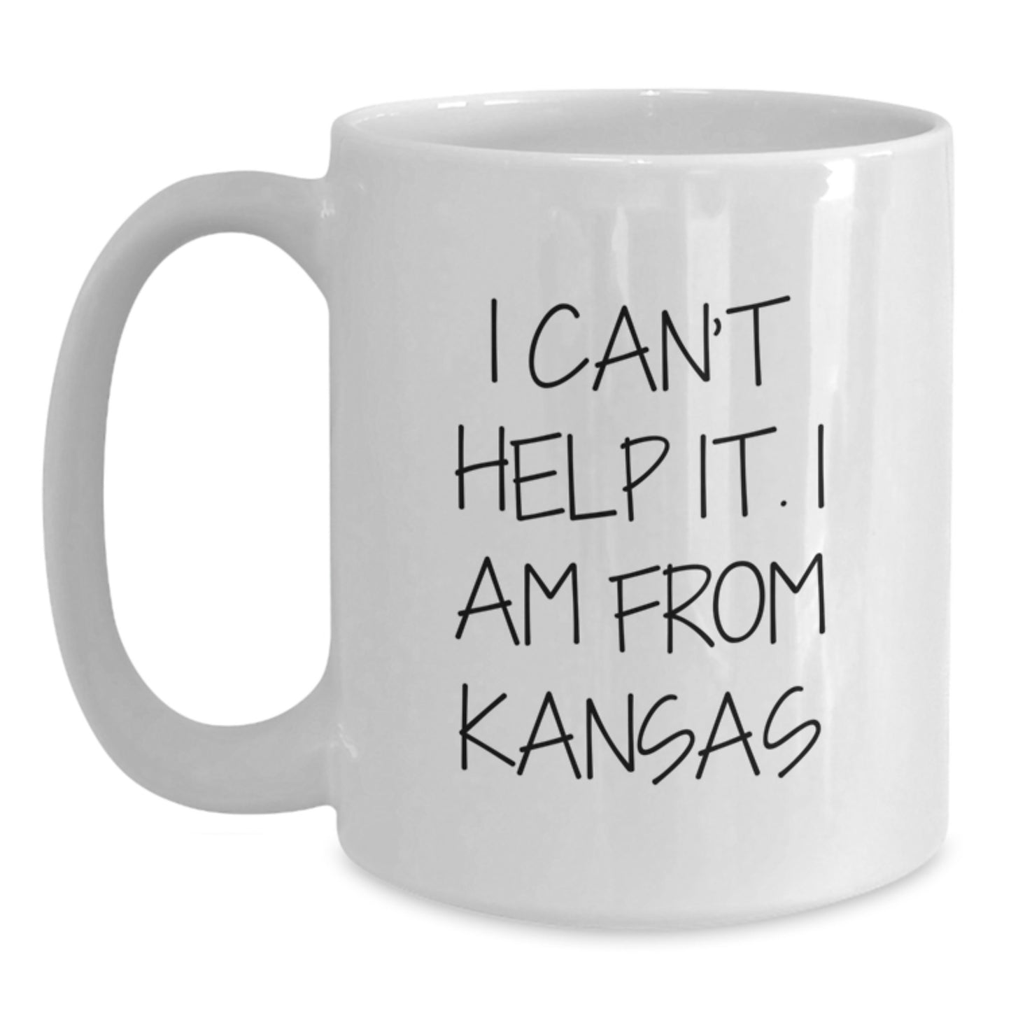 Funny Kansas Gifts from Friends and Family - White Coffee Mug 'I Can't Help It. I Am From Kansas' for Kansas Graduation - Unique Gifts for Men Women Friends Coworkers - Main