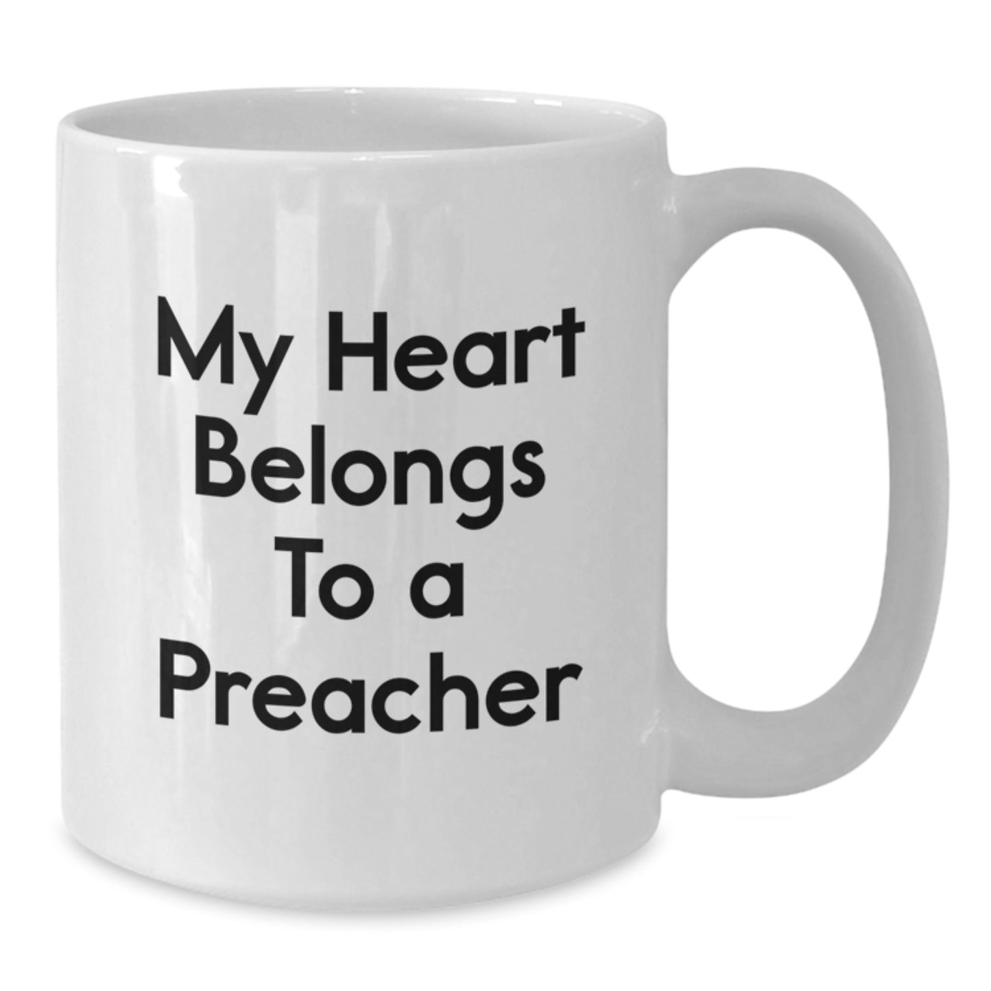 Funny Preacher Gifts from Men for Preacher Friends - White Coffee Mug 'My Heart Belongs To A Preacher' Christmas Unique Gifts - Additional