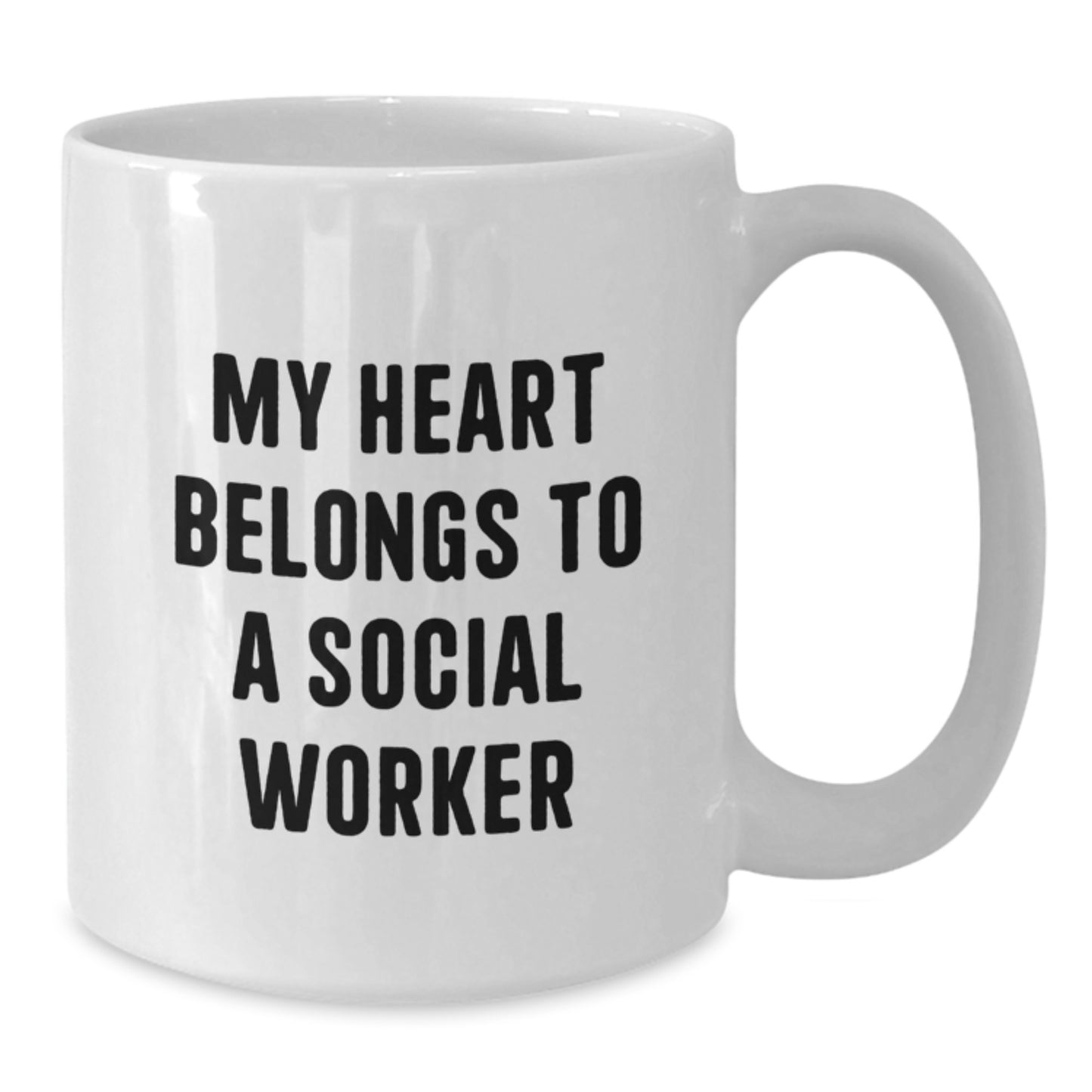 Funny Social Worker Gifts from Friends and Family, Unique Christmas Unique Gifts for Him or Her, White Coffee Mug, 'My Heart Belongs To A Social Worker' Quote - Additional