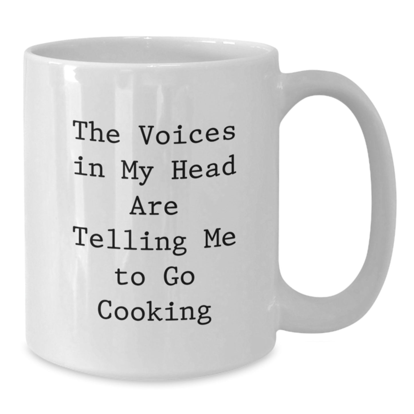 Funny Cooking Gifts from Friends for Men and Women, White Coffee Mug with 'The Voices In My Head Are Telling Me To Go Cooking' Quote, Unique Christmas Memorable Presents - Additional