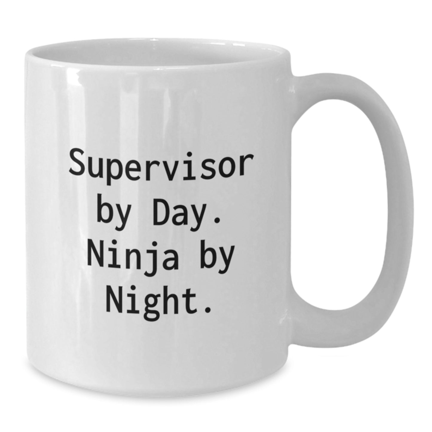 Funny Supervisor Gifts for Men, White Coffee Mug - 'Supervisor By Day. Ninja By Night.' Christmas Unique Gifts from Friends - Additional