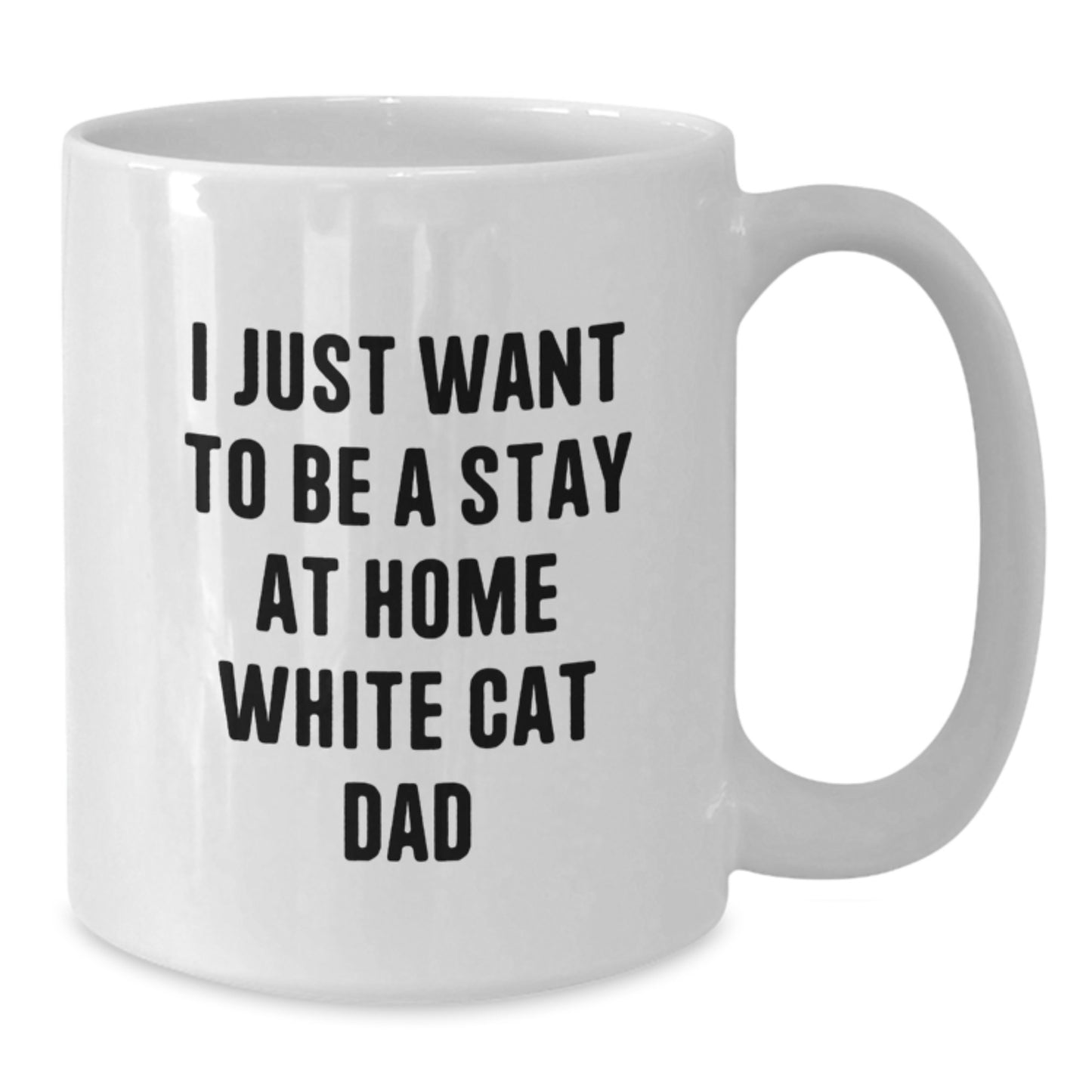 Funny White Cat Gifts for Men from Dad, Unique Christmas White Coffee Mug, I Just Want To Be A Stay At Home White Cat Dad Quote - Additional