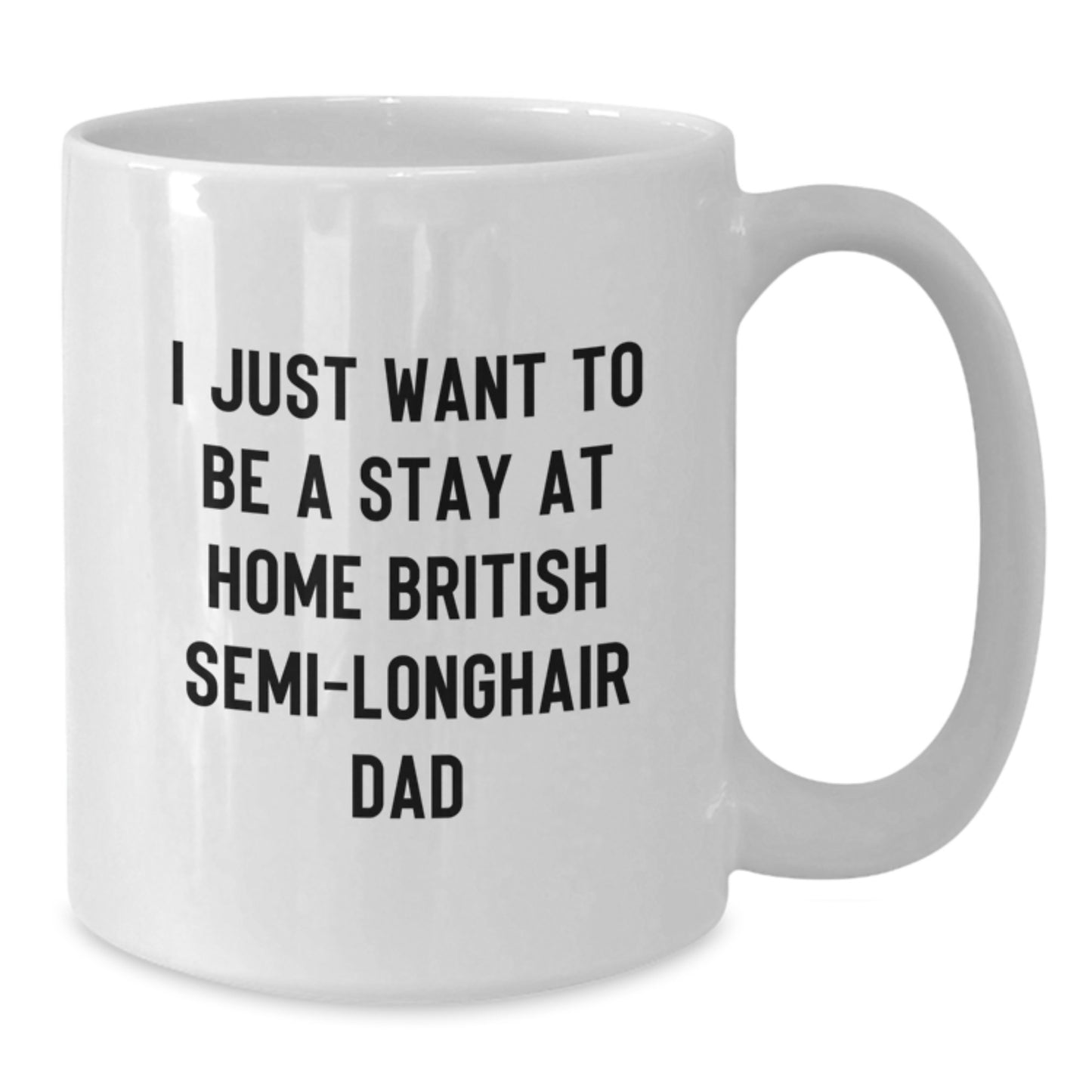 British Semi-Longhair Cat Lover's Gift, Unique White Coffee Mug, 'I Just Want To Be A Stay At Home British Semi-longhair Dad', Humorous Cat Parent Mug - Additional