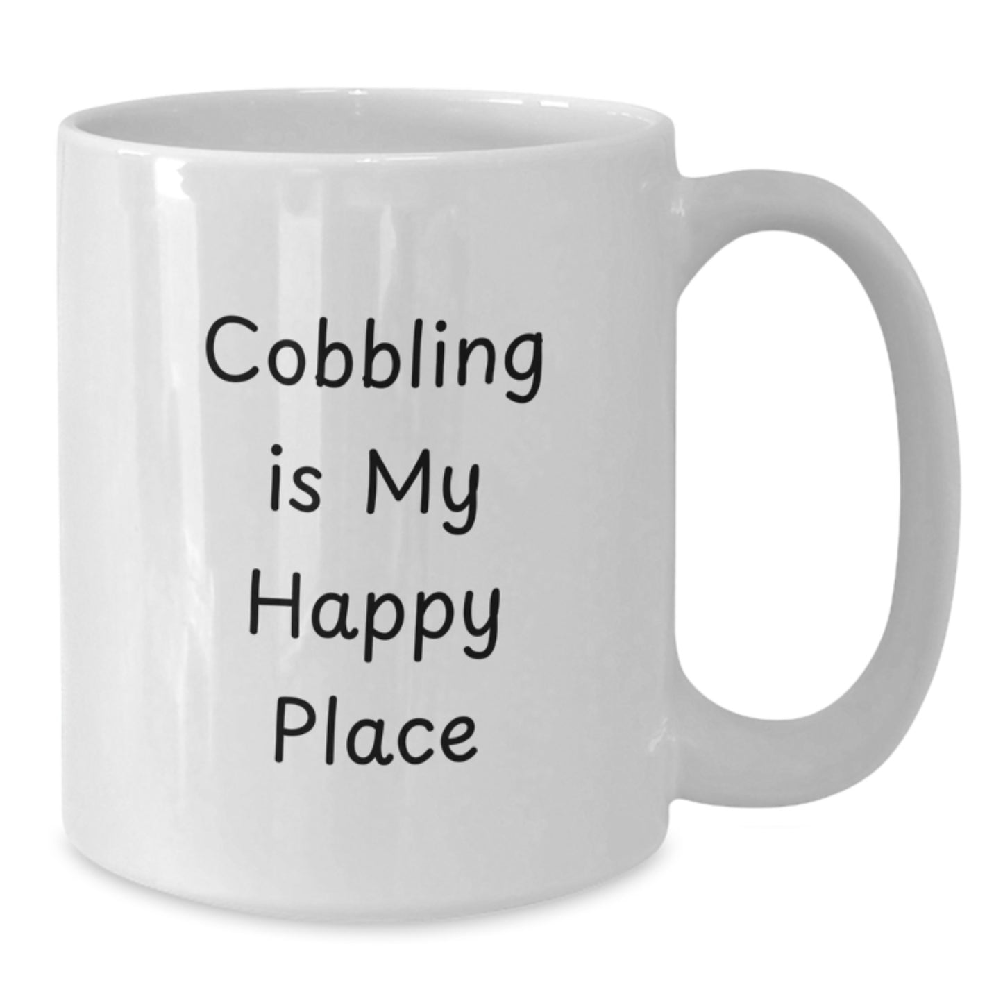 Funny Cobbling Gifts for Men, White Coffee Mug, Gifts from Family, 'Cobbling Is My Happy Place' - Additional