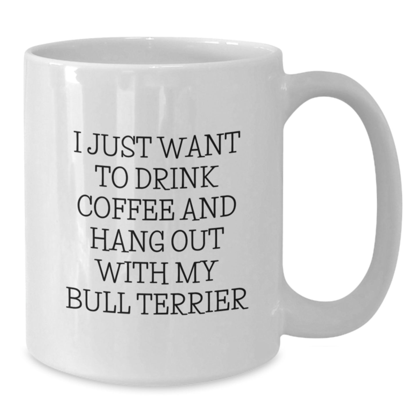 Funny Bull Terrier Dog Gifts for Men - I Just Want To Drink Coffee And Hang Out With My Bull Terrier White Coffee Mug Gift from Friends - Additional