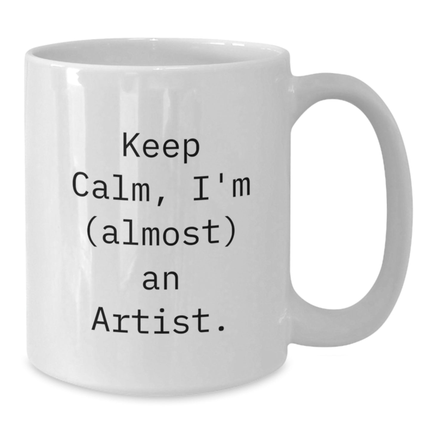 Funny Artist Gifts for Men from Artist Friends at Christmas, White Coffee Mug with 'Keep Calm, I'm (almost) An Artist. - Additional
