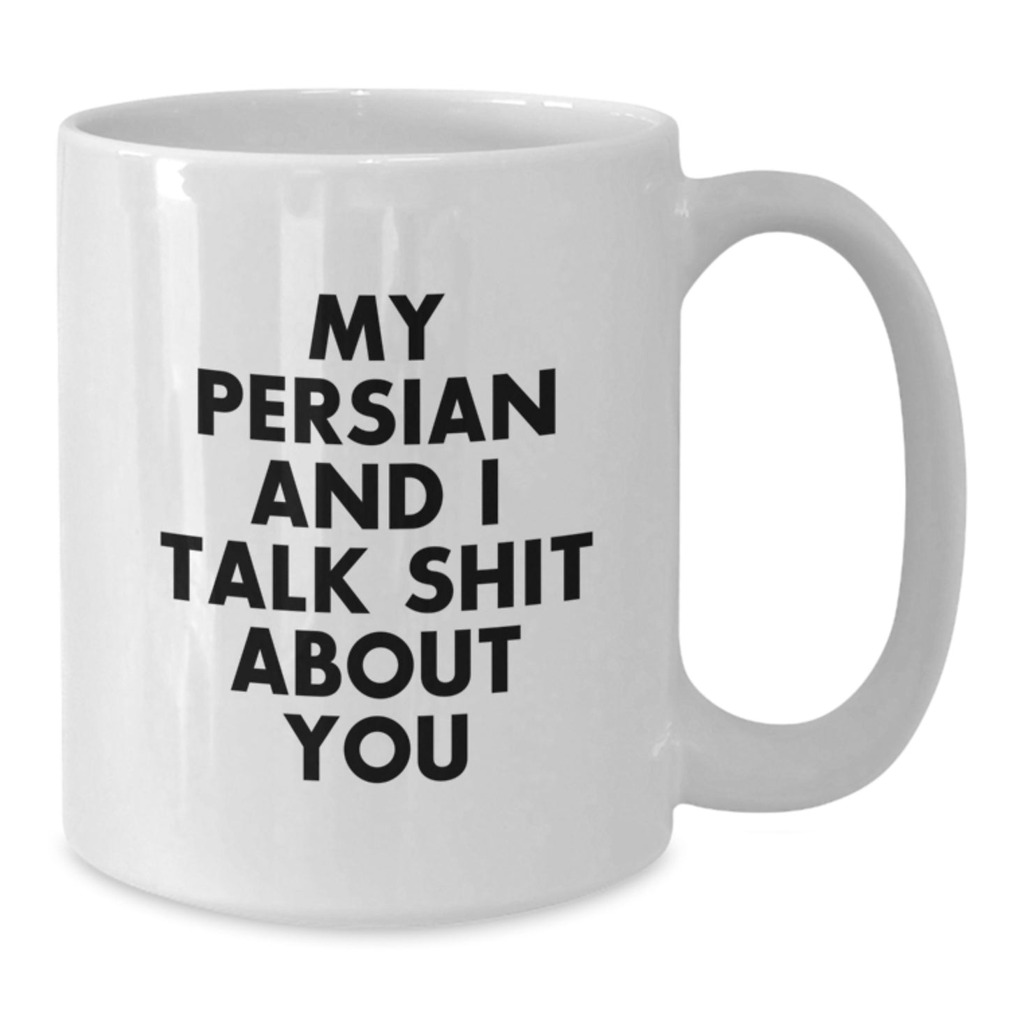 Funny Gift for Persian Cat Lover, White Ceramic Coffee Mug with My Persian And I Talk Shit About You Quote, Perfect Unique Fathers Day Unique Gifts for Dad from Friends Family - Additional