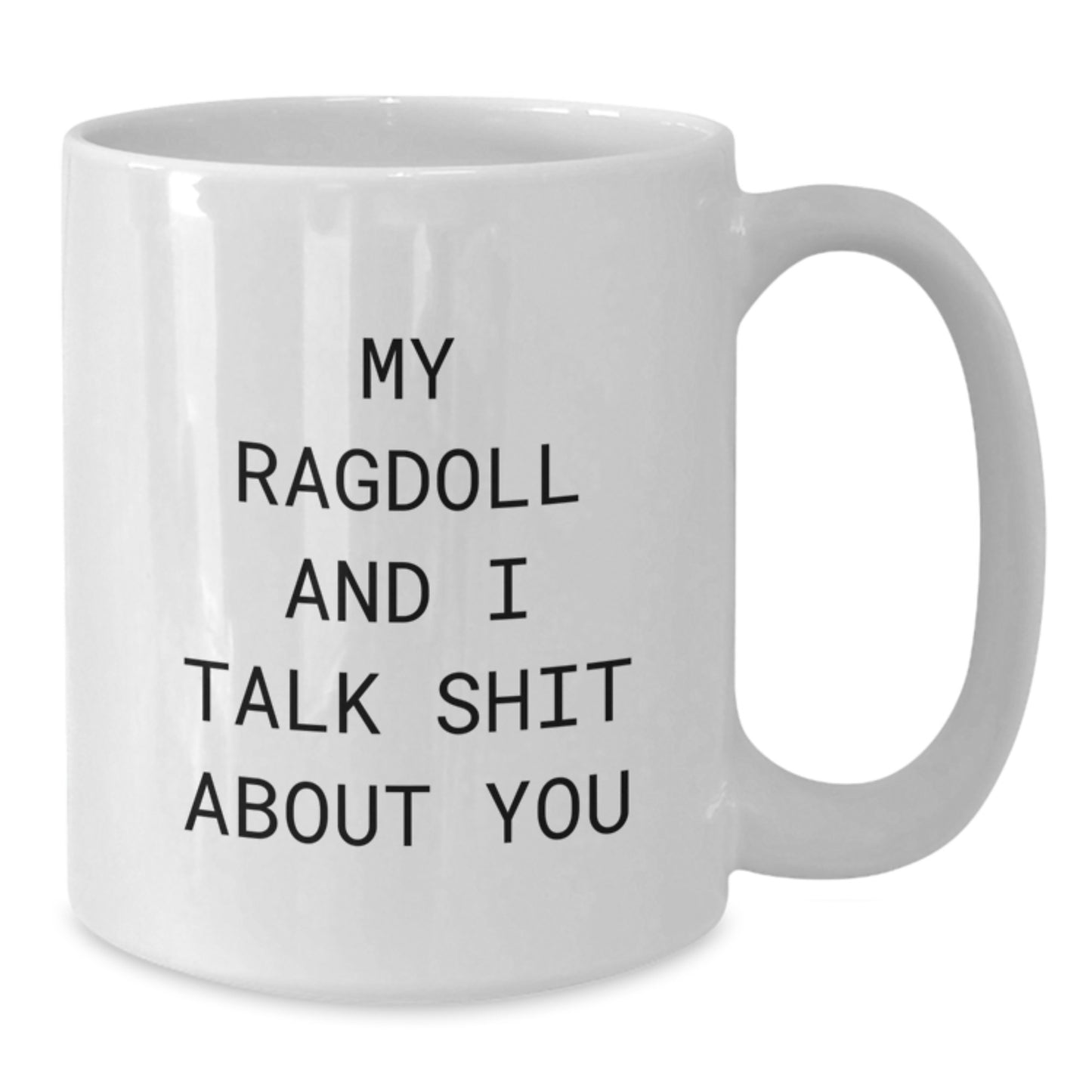 Ragdoll Cat Lovers Gift from Men to Father's Day Unique Funny White Coffee Mug, My Ragdoll And I Talk Shit About You Quote, Ceramic 11oz or 15oz Capacity - Additional