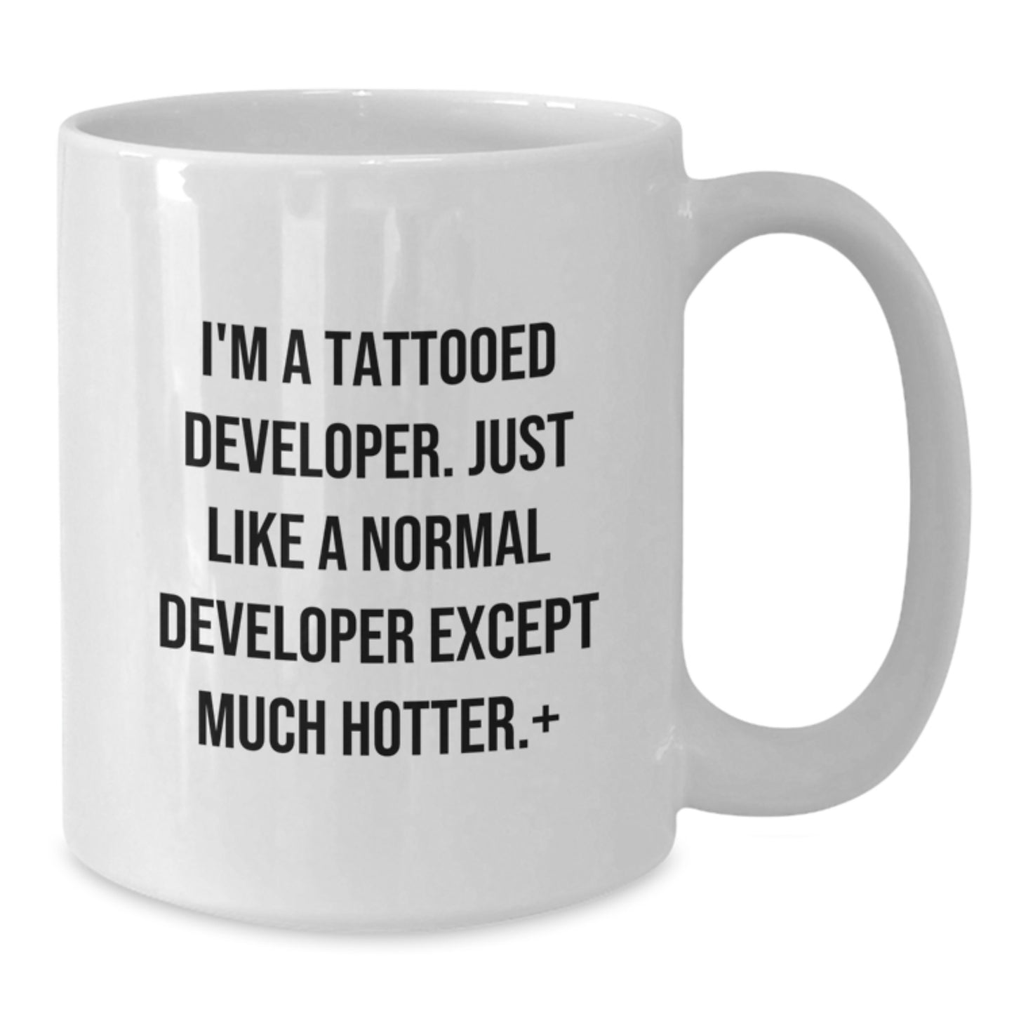 Funny Developer White Coffee Mug Gifts from Friends to Friends - 'I'm A Tattooed Developer' Christmas Unique - Additional