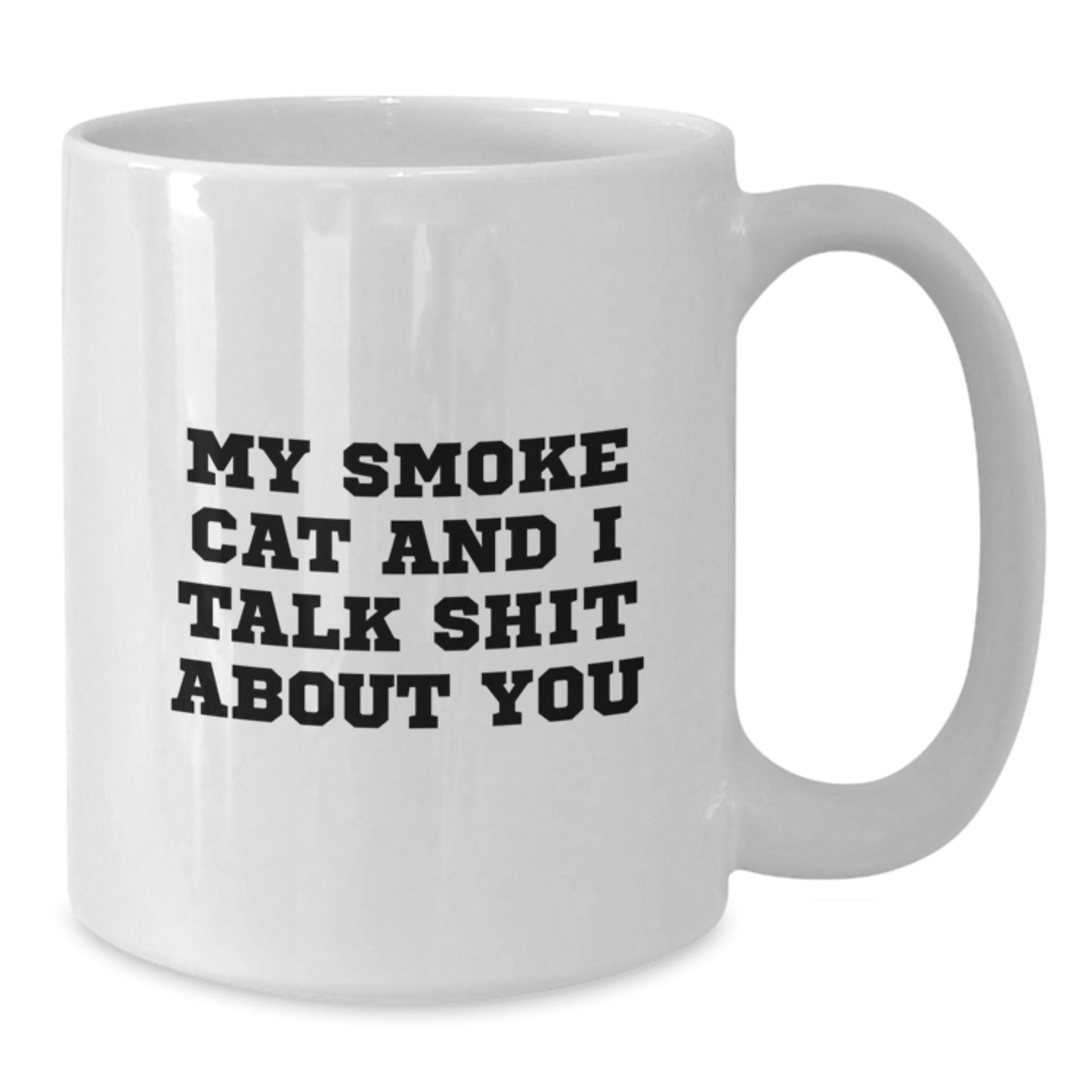 Funny Smoke Cat White Coffee Mugs Gifts from Men to Women on Mother's Day, Unique Smoke Cat Lover Mug, Quote: My Smoke Cat And I Talk Shit About You - Additional