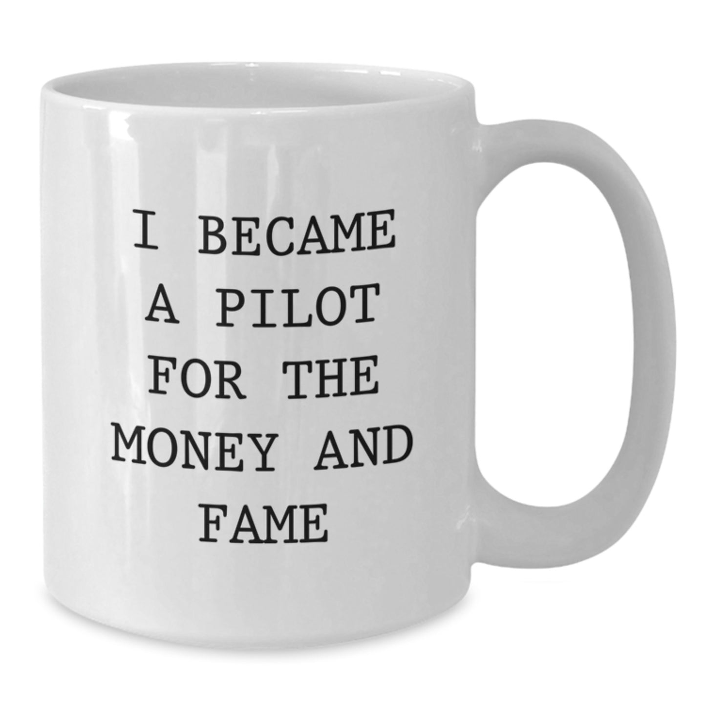 Funny Pilot Gifts for Men, White Coffee Mug with I Became A Pilot For The Money And Fame Quote, Unique Christmas Memorable Presents from Friends or Family - Additional