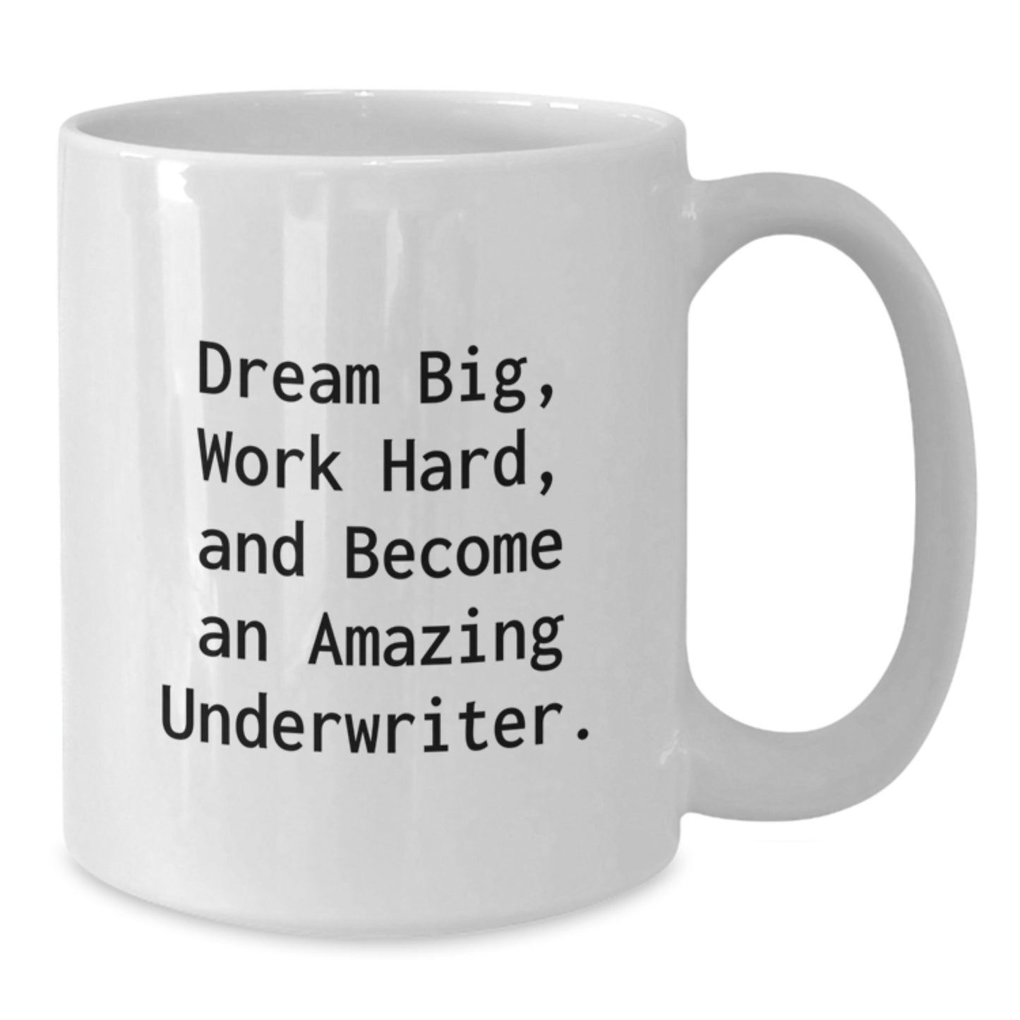 Funny Inspirational Underwriter Gifts from Friends, White Coffee Mug - Dream Big Work Hard, Christmas Unique Presents for Underwriter Men Women - Additional