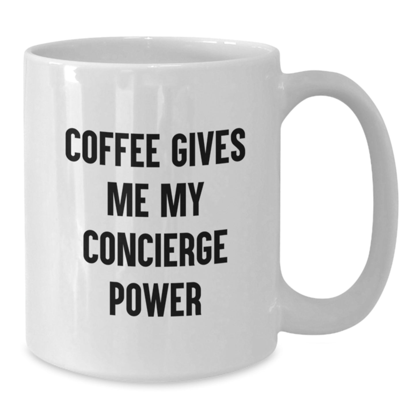 Christmas Concierge White Coffee Mug Gifts from Men to Family with Funny Quote 'Coffee Gives Me My Concierge Power' - Additional
