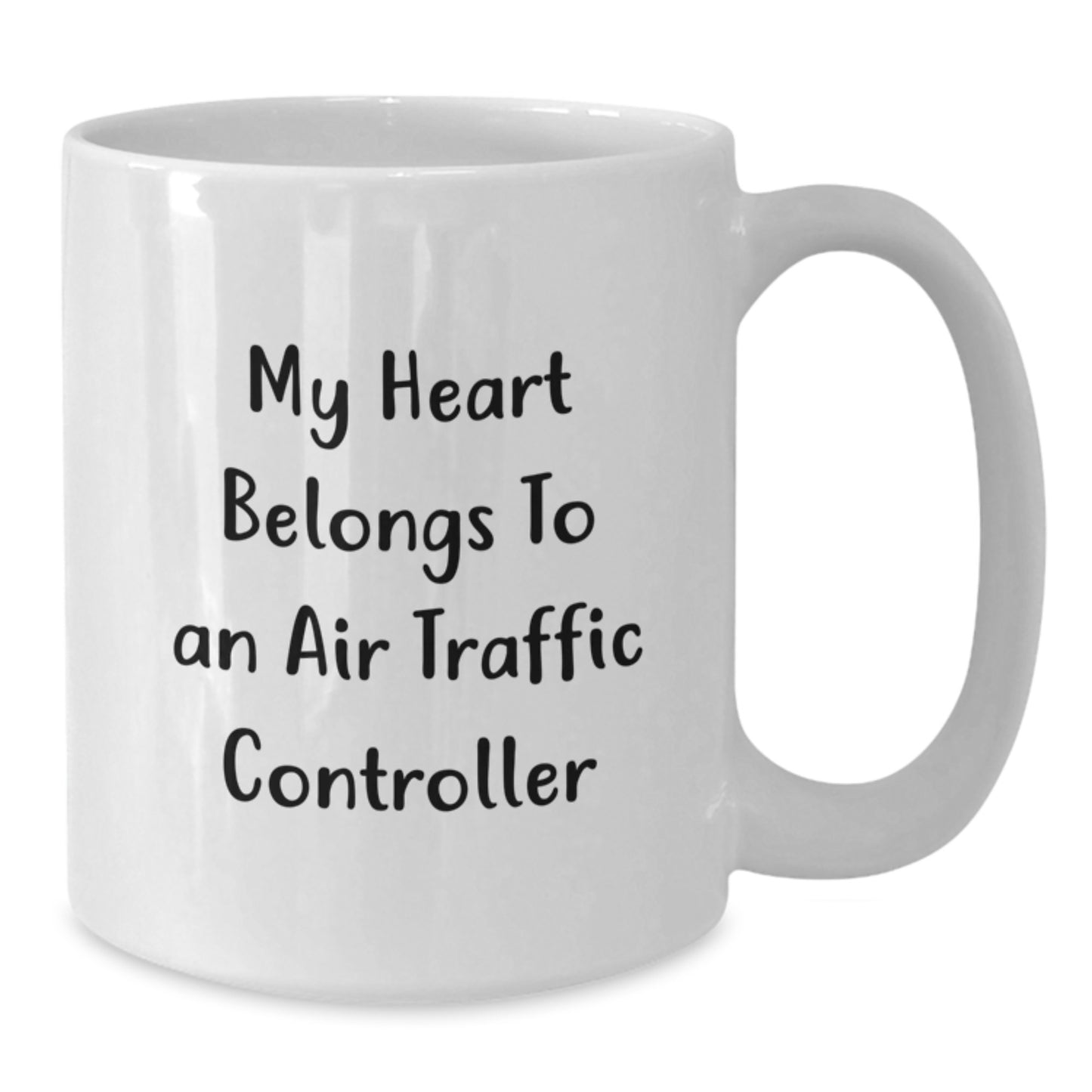 Funny Air Traffic Controller Gifts from Friends for Him, White Coffee Mug with Quote 'My Heart Belongs To An Air Traffic Controller', Birthday Unique Gifts - Additional