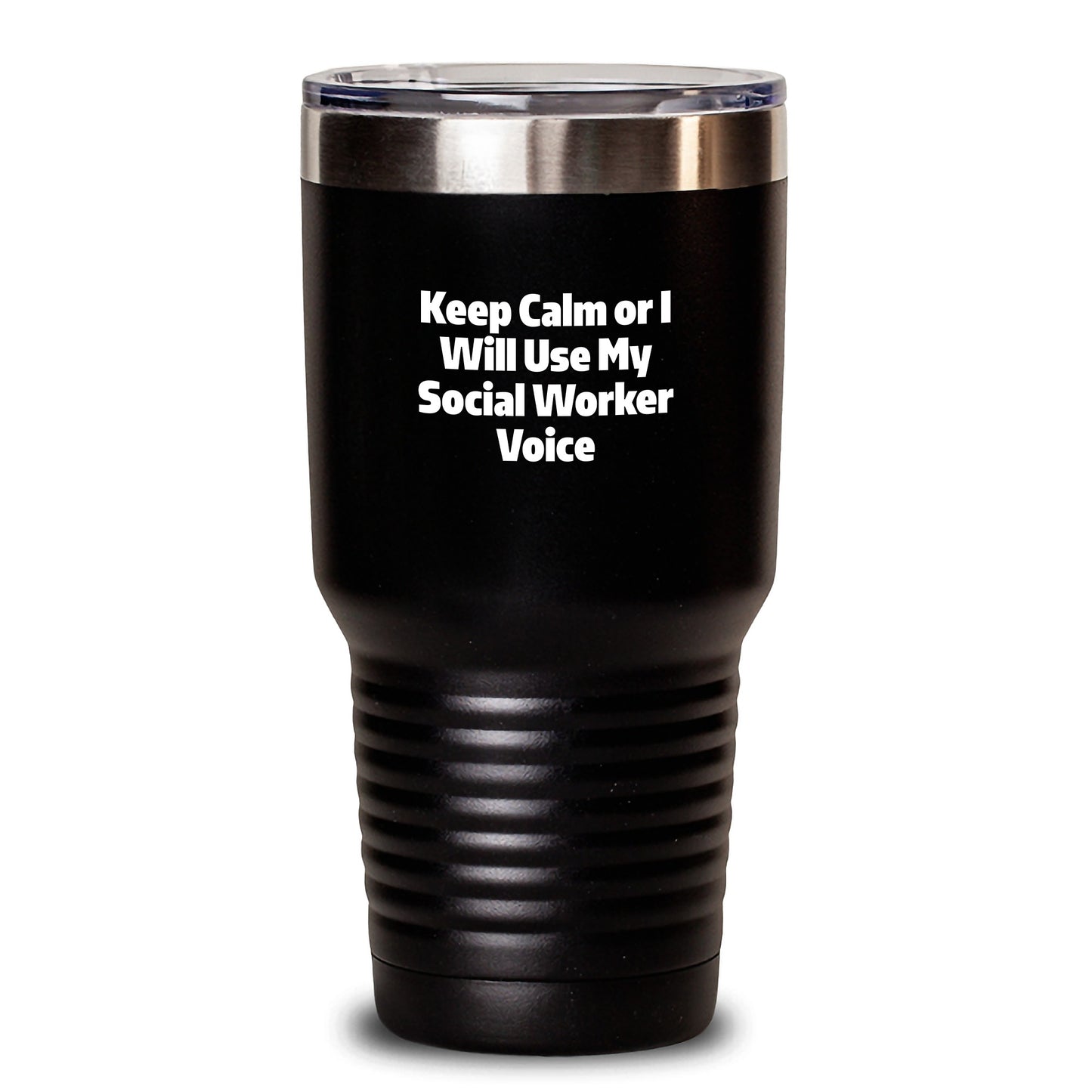 Funny Birthday Unique Gifts for Social Worker, Social Worker Tumbler Keep Calm I Will Use My Social Worker Voice, Gifts from Friends for Social Worker - Main