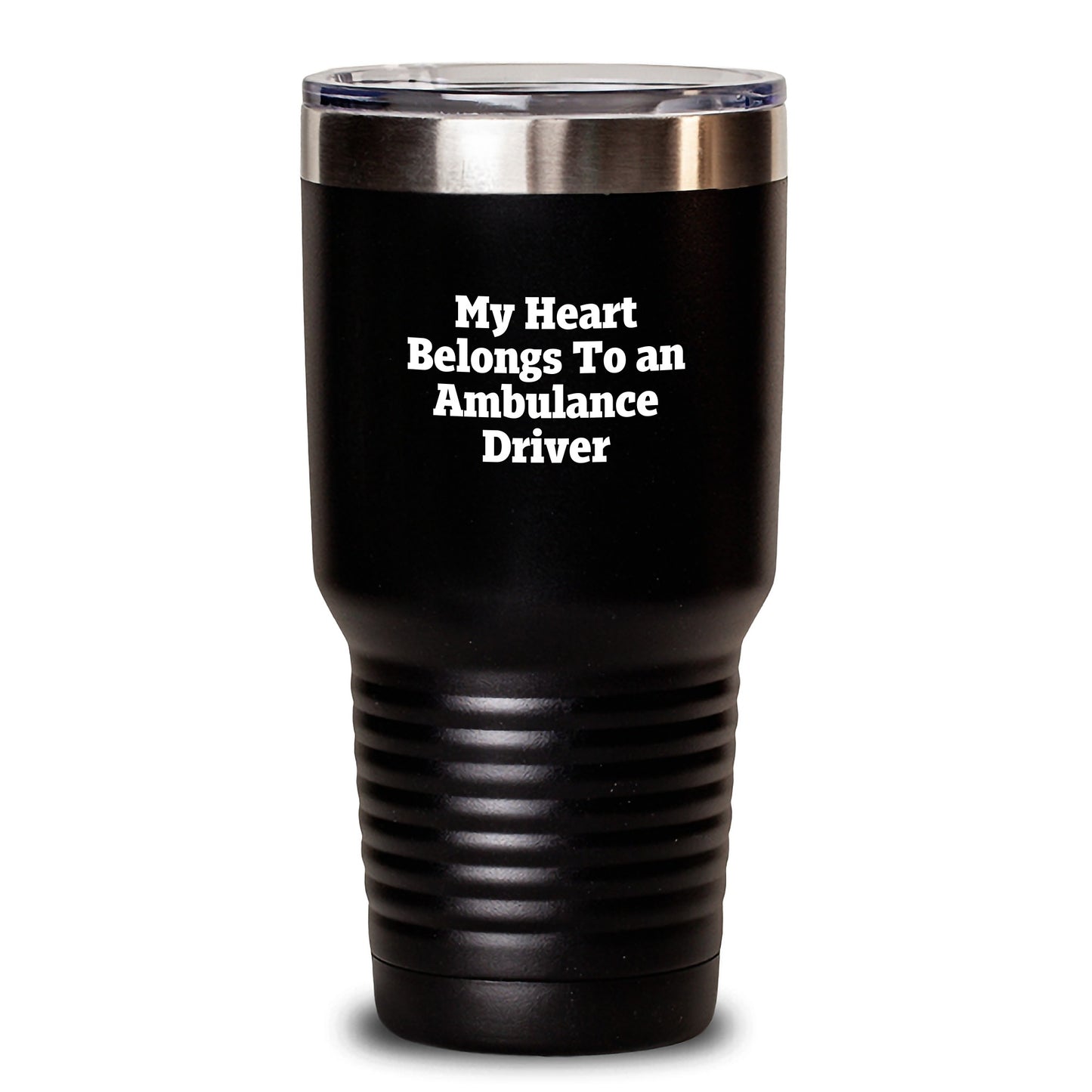 Christmas Unique Gifts for Ambulance Driver Friends and Coworkers - Funny 'My Heart Belongs To An Ambulance Driver' Tumbler for Men - Main