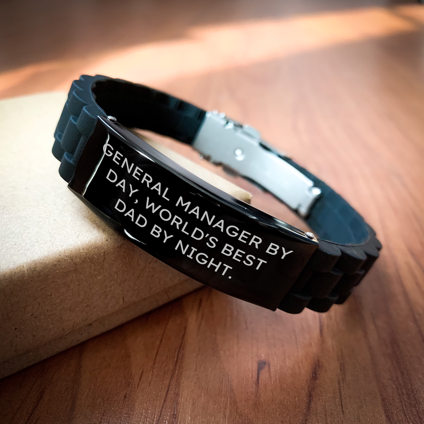 Funny General Manager Gifts from Men, Gifts for General Manager By Day, World's Best Dad By Night., Glide lock Clasp Bracelet, Graduation Unique Presents - Image 2