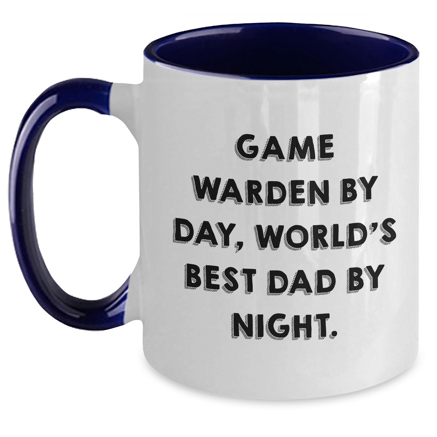 Game Warden By Day, World's Best Dad By Night. Funny Two Tone Coffee Mug Gifts for Game Wardens Graduation - Main