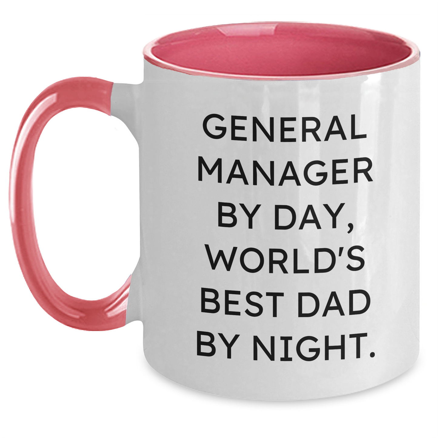 Funny General Manager Gifts - General Manager By Day, World's Best Dad By Night. - Two Tone Coffee Mug for Graduation - Gifts from Friends, Family, Coworkers - Gifts for General Manager, Men, Women - Main