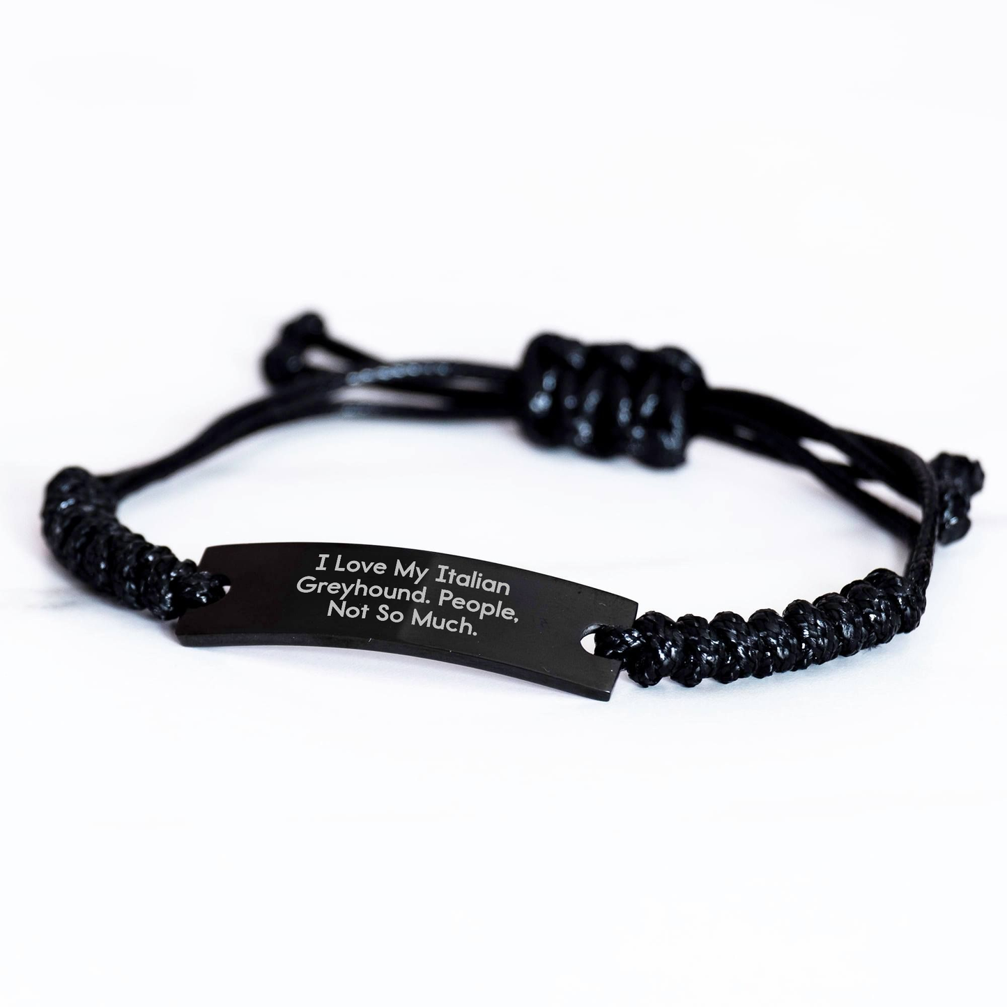 Funny Italian Greyhound Dog Gifts for Men - 'I Love My Italian Greyhound. People, Not So Much.' Engraved Rope Bracelet, Adjustable Graduation Unique Gifts for Women and Family from Friends - Image 2