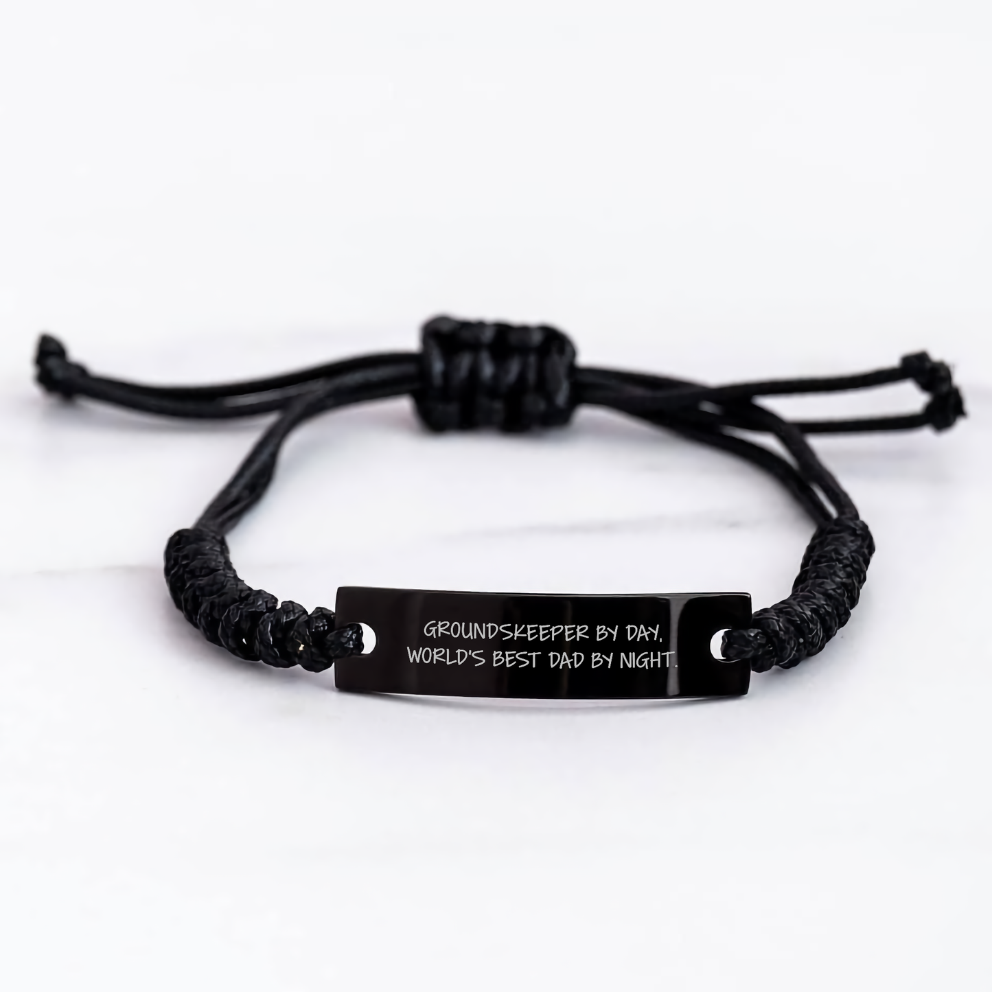 groundskeeper Gifts by Day, Funny Rope Bracelet for Graduation, 'groundskeeper By Day, World's Best Dad By Night.' Engraved, Gifts from Men to groundskeepers - Image 3