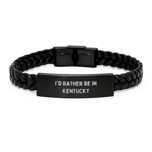 Gifts from Kentucky Friends - I'd Rather Be In Kentucky Interlaced Leather Bracelet for Men Women Birthday Unique Presents - Image 1
