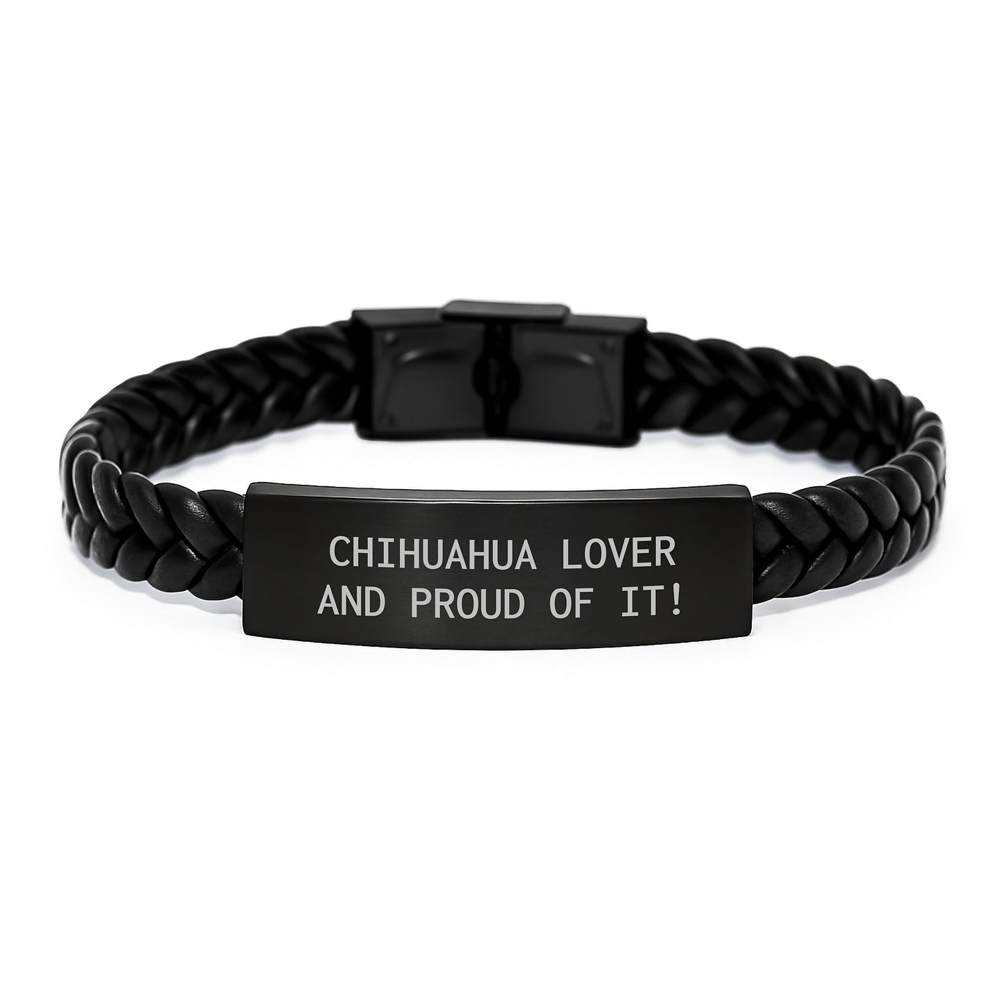 Chihuahua Dog Lover Gifts from Friends to Family - Interlaced Leather Birthday Unique Gifts with Chihuahua Lover And Proud Of It! Quote - Image 1