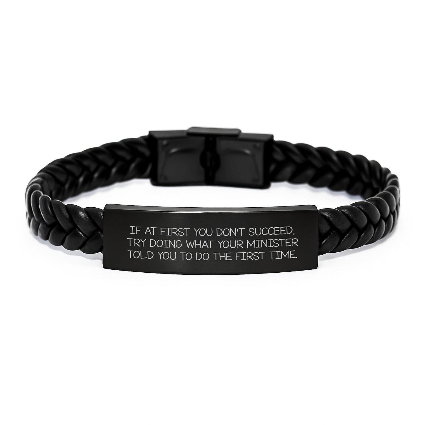Funny Minister Gifts Christmas Interlaced Leather Bracelet, Gifts from Men to Minister, Unique Minister Interlaced Leather Bracelet, Funny Minister Quote, Minister Interlaced Leather Bracelet for Men - Image 1