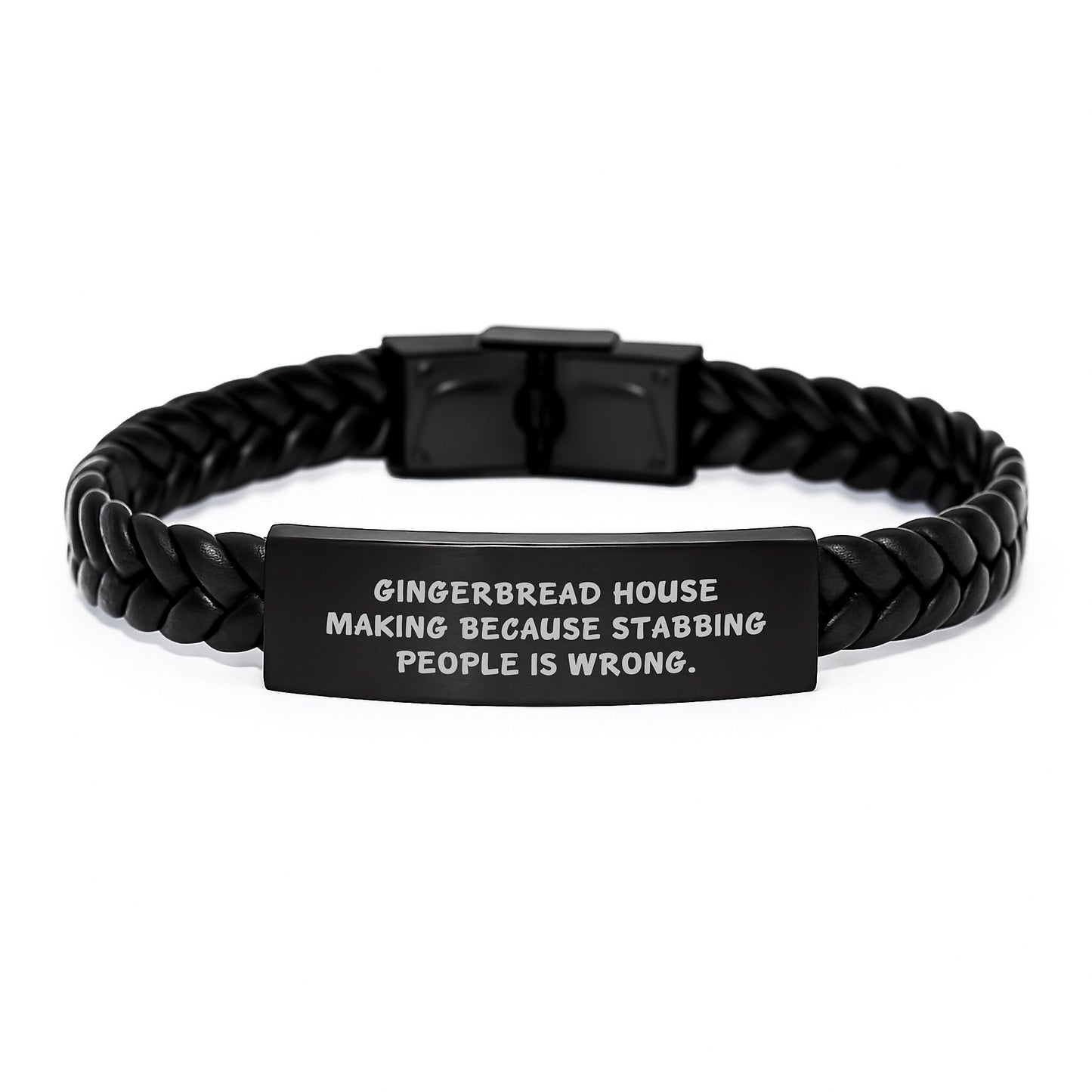Gingerbread House Making Christmas Bracelet Gifts from Friends for Gingerbread House Making Enthusiasts - Funny Interlaced Leather Wristband for Men and Women - Image 1