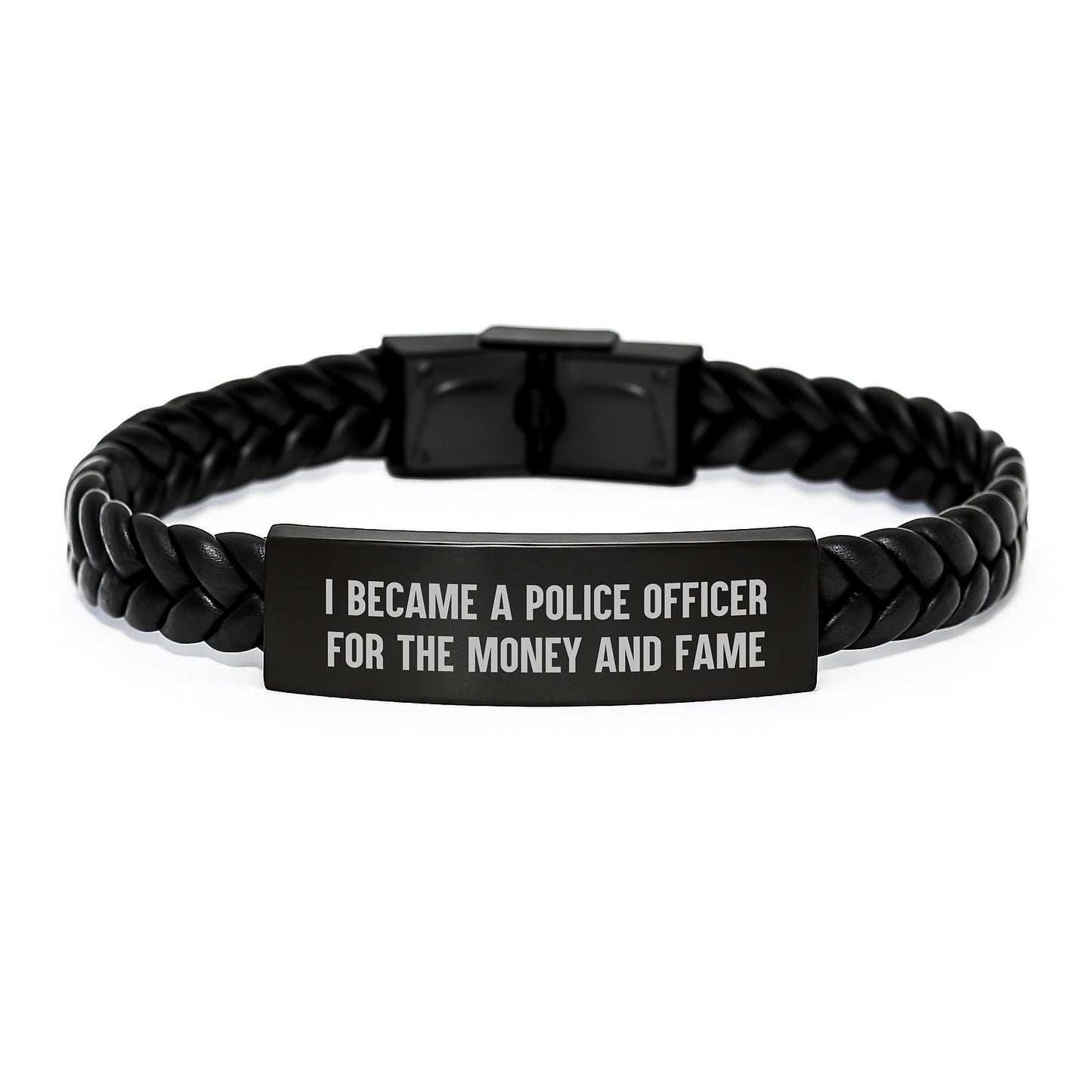 Funny Police Officer Gifts for Him Interlaced Leather Bracelet, Stainless Steel and PU Leather for Men, Unique Christmas Unique Gifts from Friends Family - Image 1