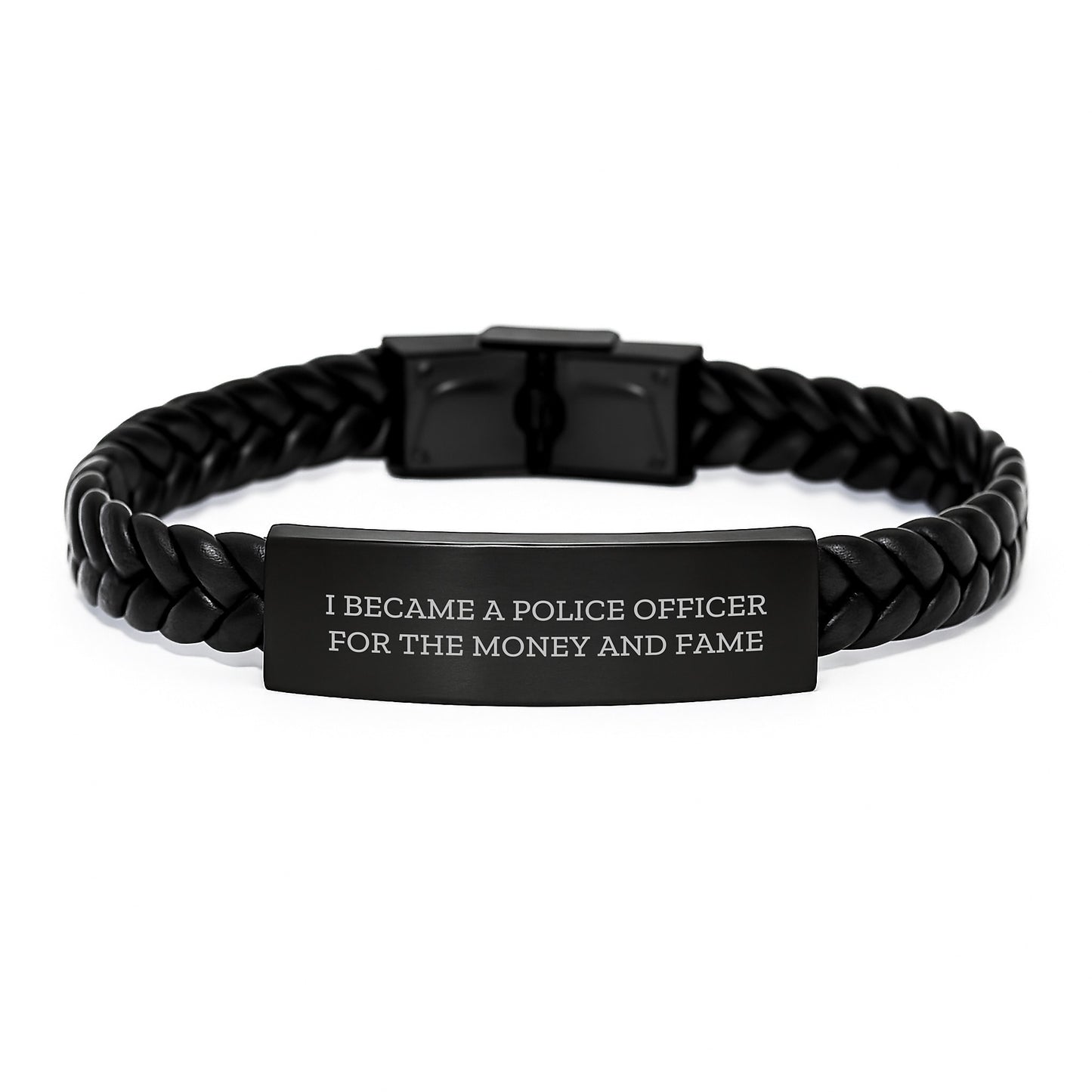 Funny Police Officer Gifts for Men, Interlaced Leather Bracelet with Stainless Steel, Gifts from Friends and Family for Christmas Unique Presents - Image 1