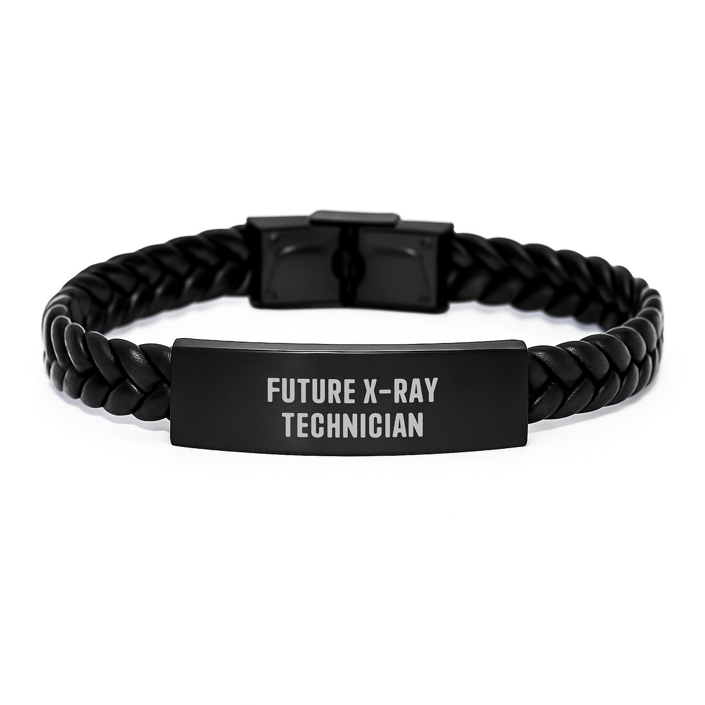 Gifts from Friends for Future X-ray Technician, Inspirational Quote Interlaced Leather Bracelet, X-ray Technician Graduation Unique Gifts, Durable Stainless Steel PU Leather - Image 1