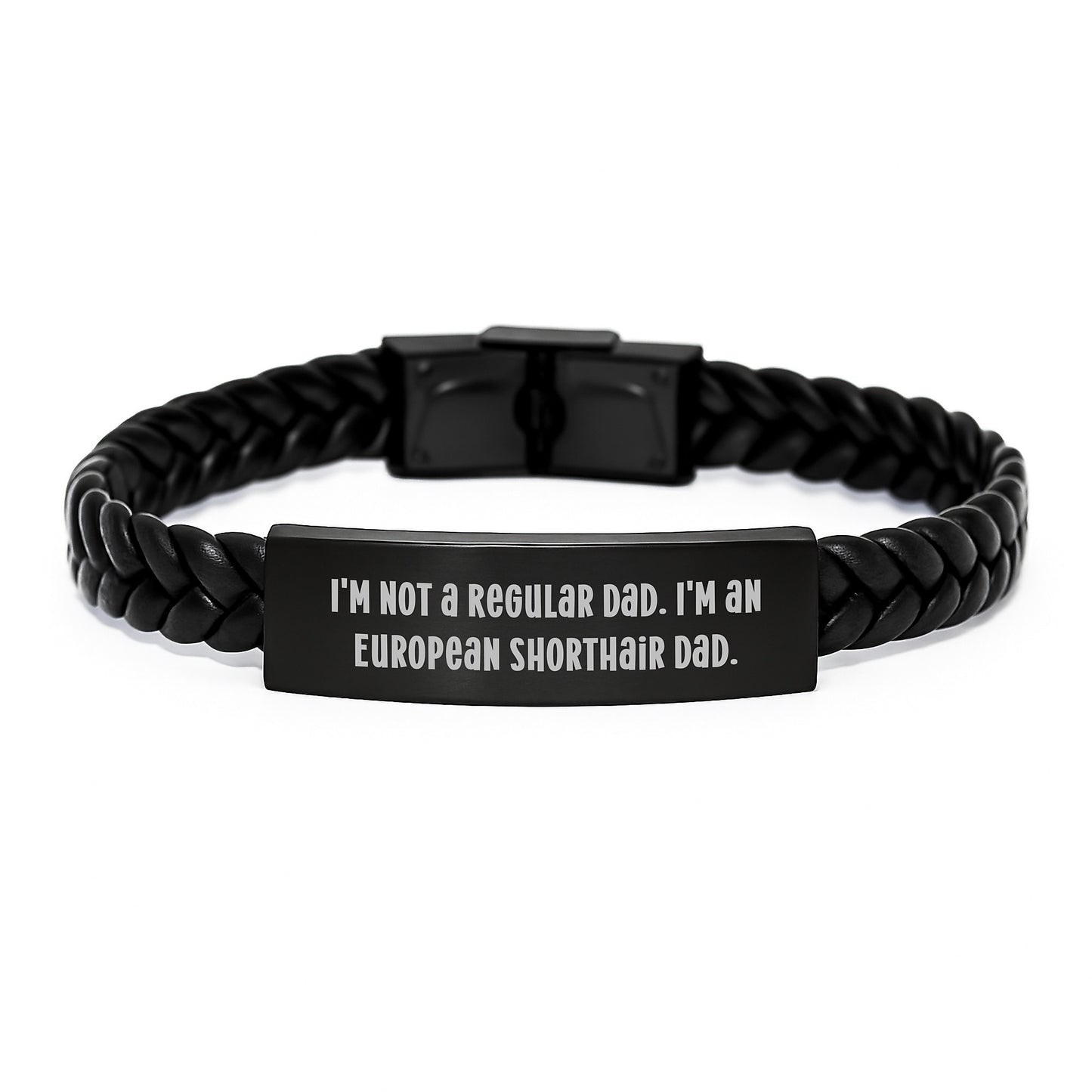 European Shorthair Cat Dad Interlaced Leather Bracelets Gifts for Men from Friends - Inspirational Quote, Unique Graduation Accessories - Image 1