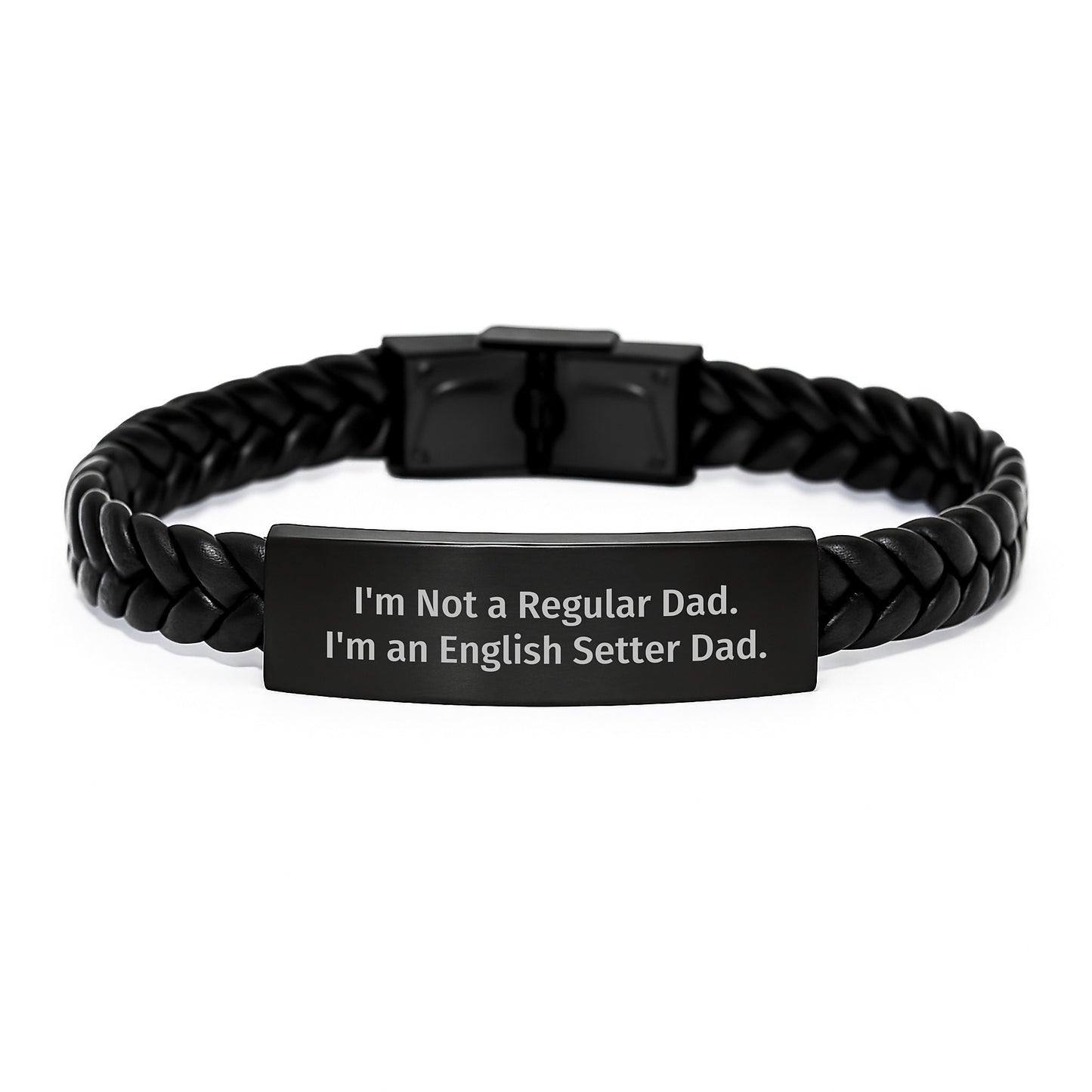 English Setter Dog Dad Gifts for Men, Funny Interlaced Leather Bracelet with Quote - Gifts from Family, Graduation Unique Gifts for Him - Image 1