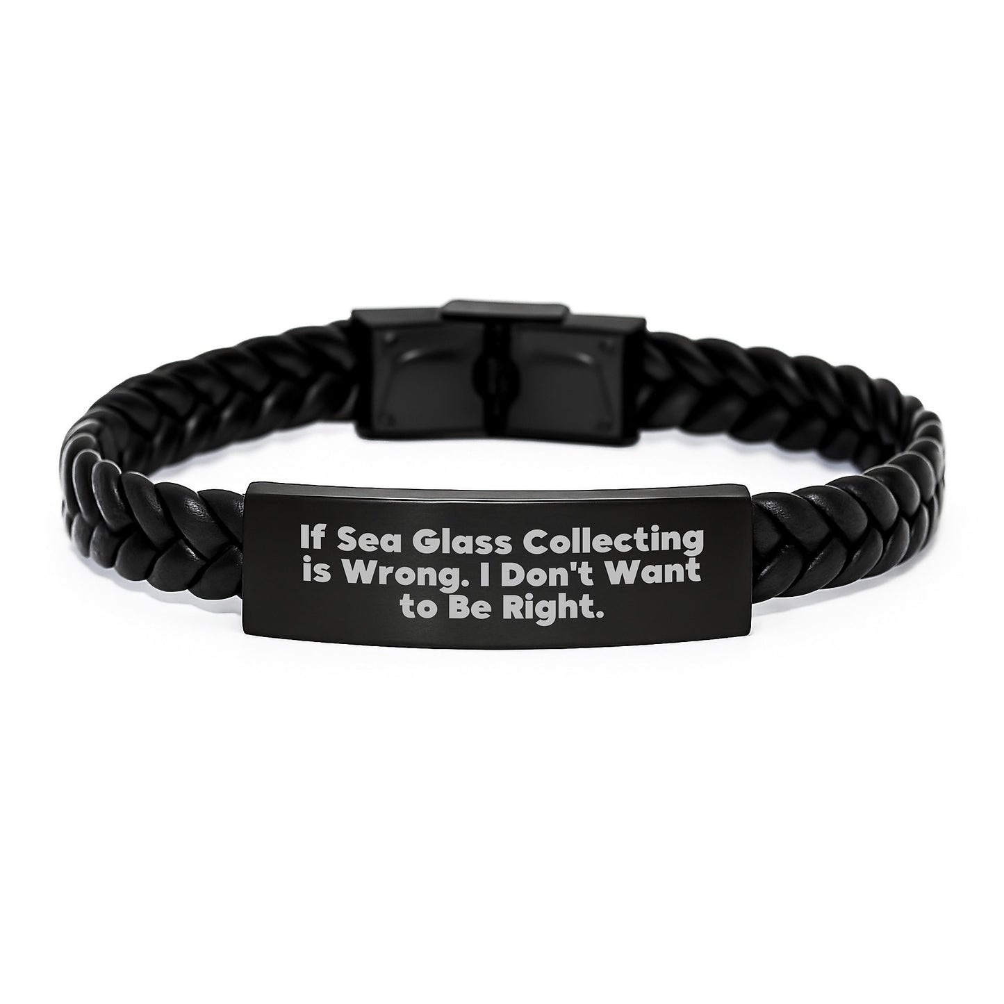 Sea Glass Collecting Gifts for Her, Funny Interlaced Leather Bracelet from Friends to Coworkers, Inspirational Quote for Graduation Unique Gifts - Image 1