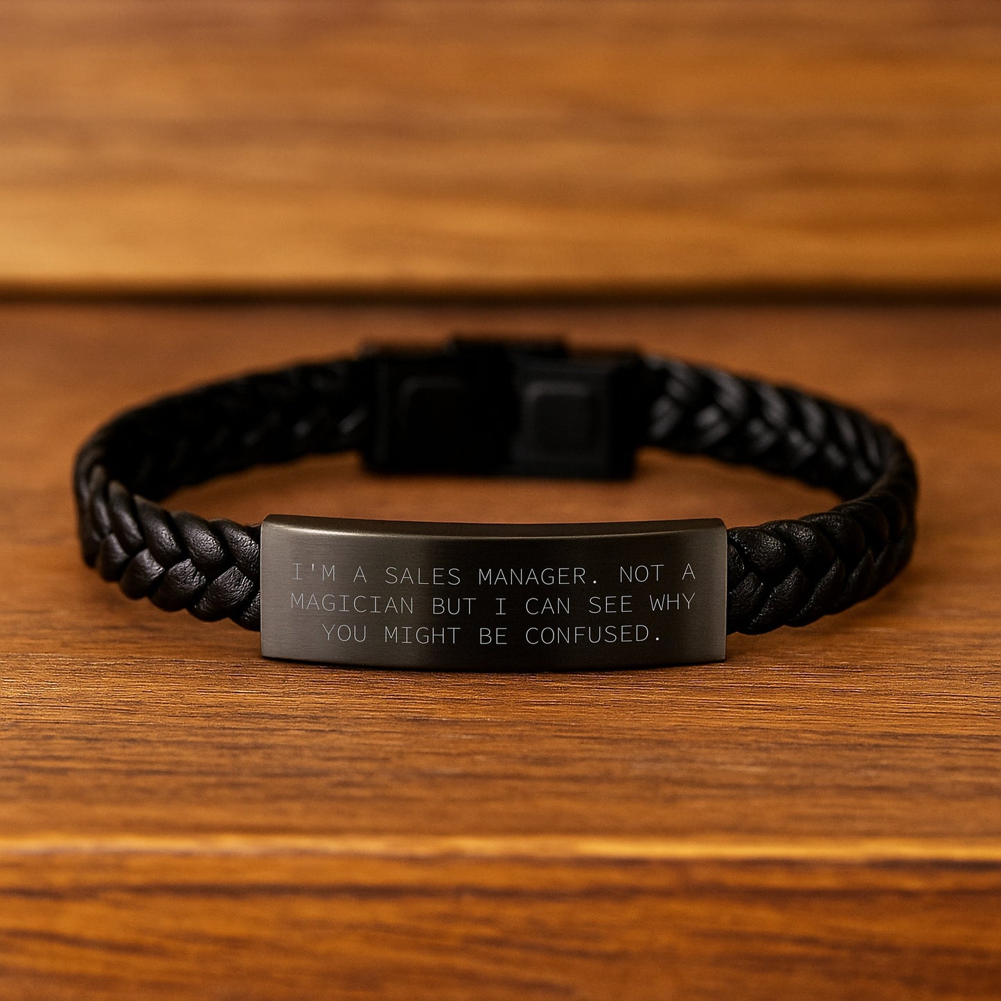 Sales Manager Gifts from Friends, Unique Interlaced Leather Bracelet with Funny Quote, Graduation Unique Gifts for Men or Women - Image 2