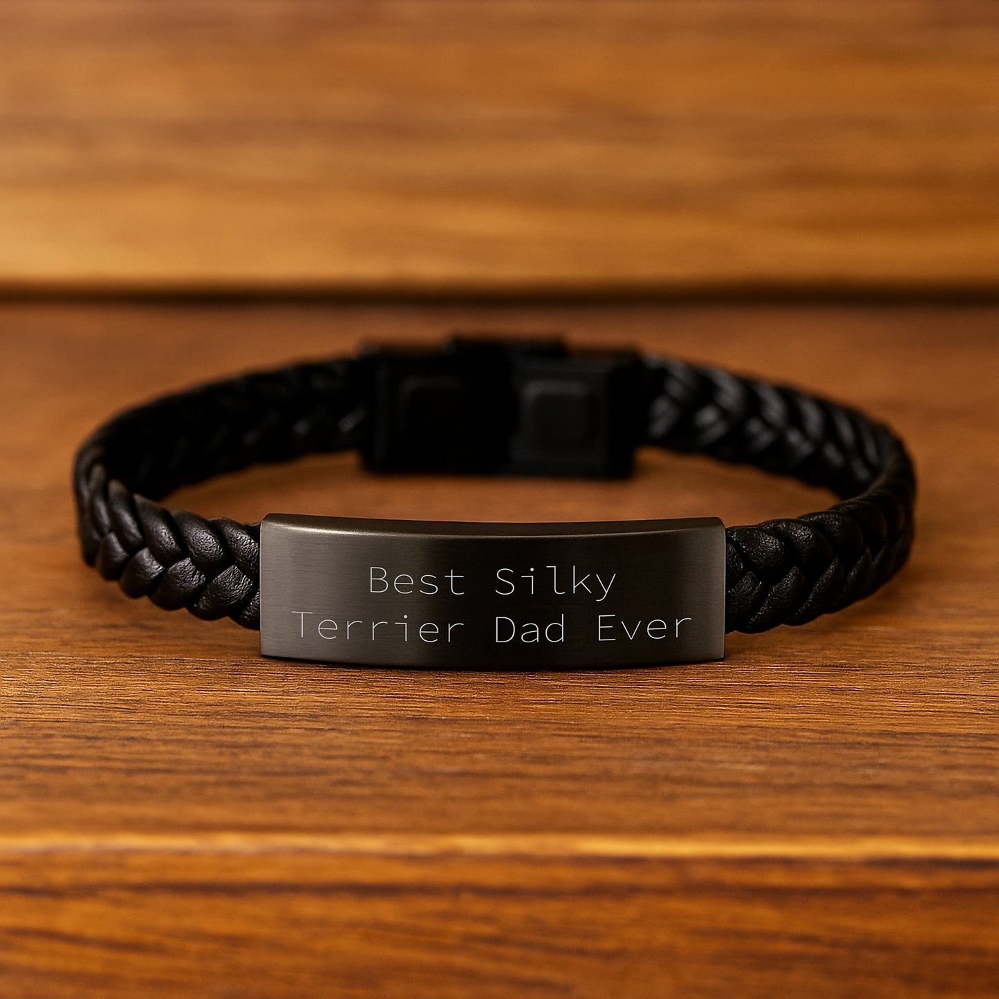 Funny Silky Terrier Dog Gifts from Men - Best Silky Terrier Dad Ever Interlaced Leather Bracelet for Birthday - Image 2