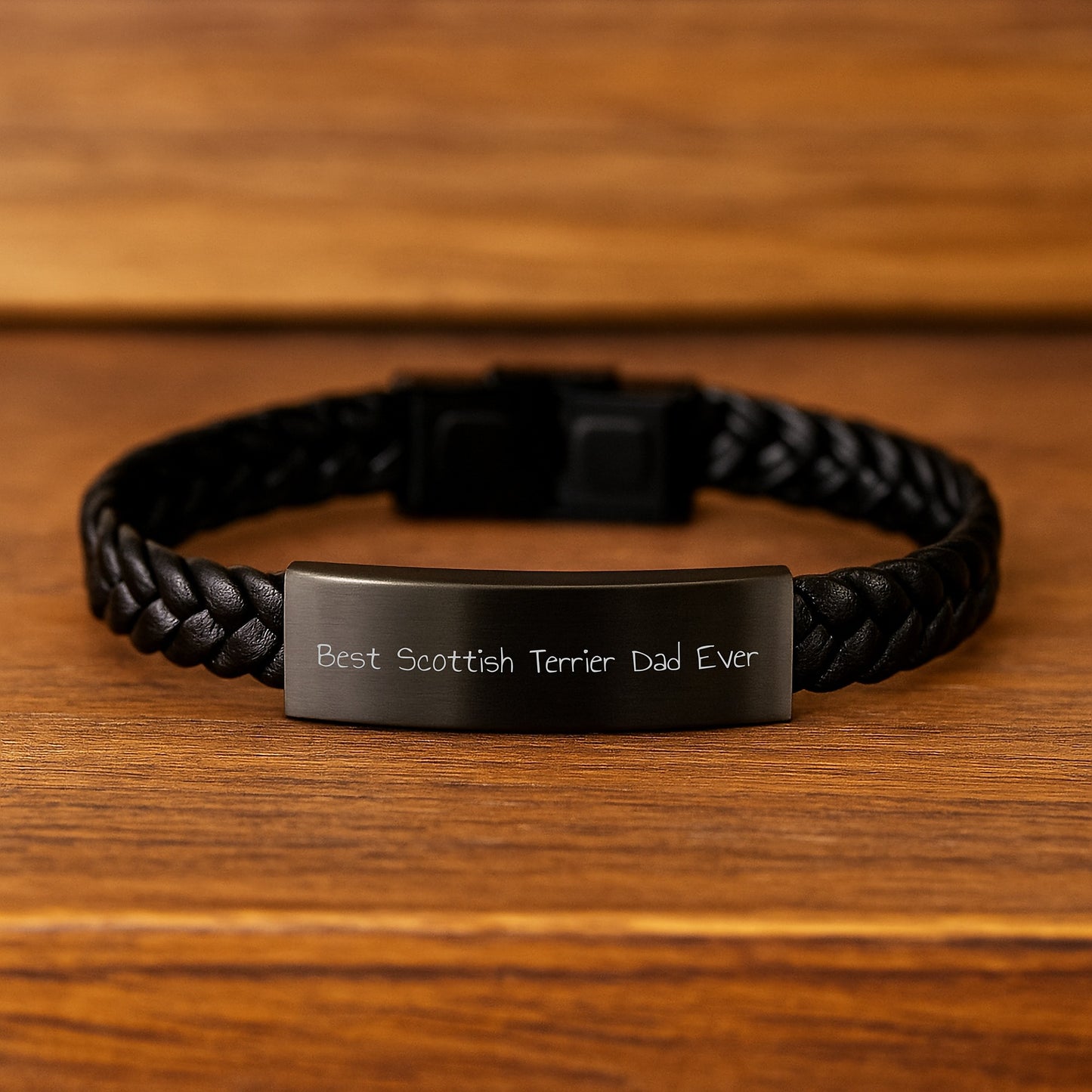 Funny Scottish Terrier Dog Gifts for Scottish Terrier Dad Ever, Interlaced Leather Bracelet from Friends, Birthday Unique Gift for Men - Image 2
