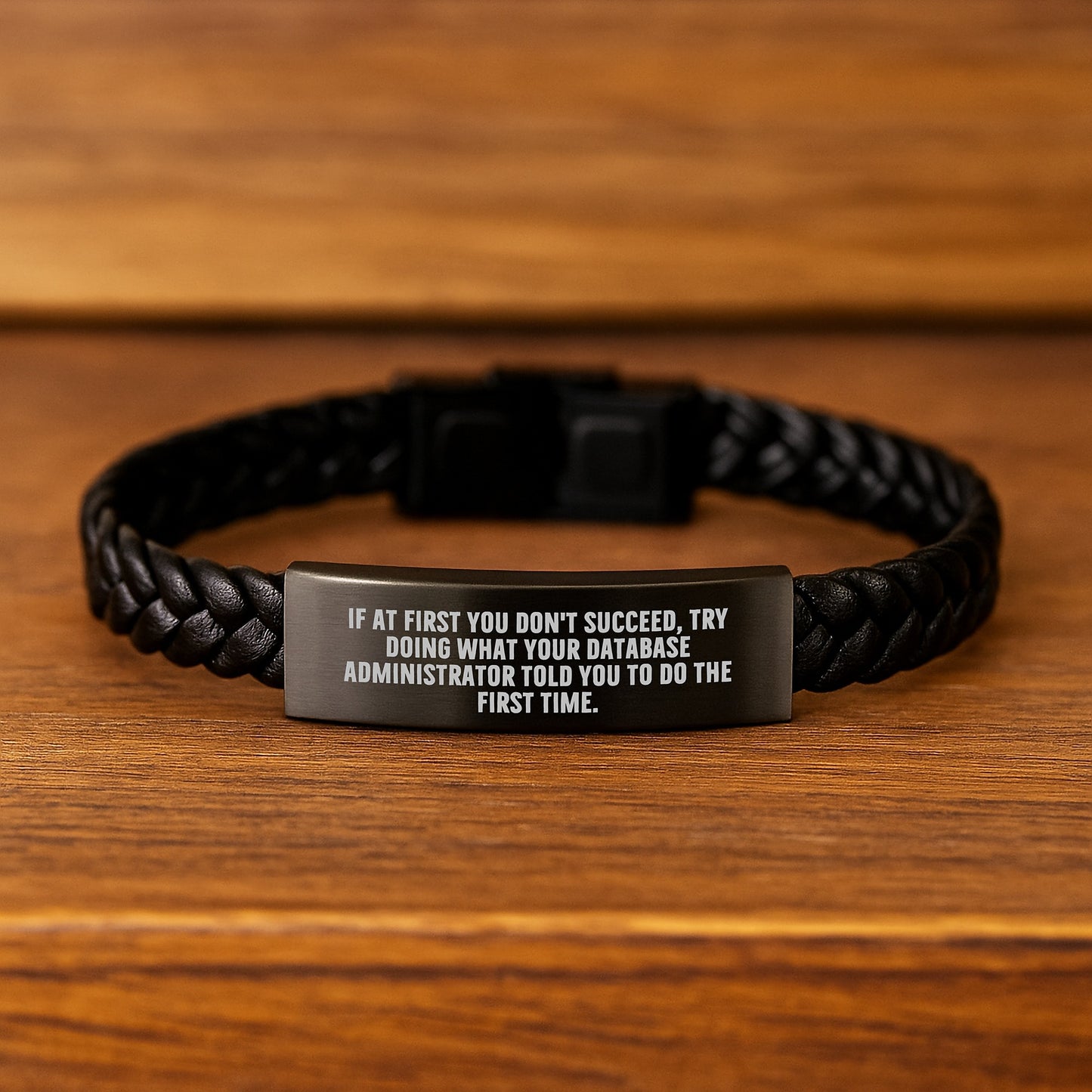 Funny Quote Database Administrator Gifts - Interlaced Leather Bracelet for Men, Stainless Steel & PU Leather, Christmas Unique Presents from Friends - Image 2