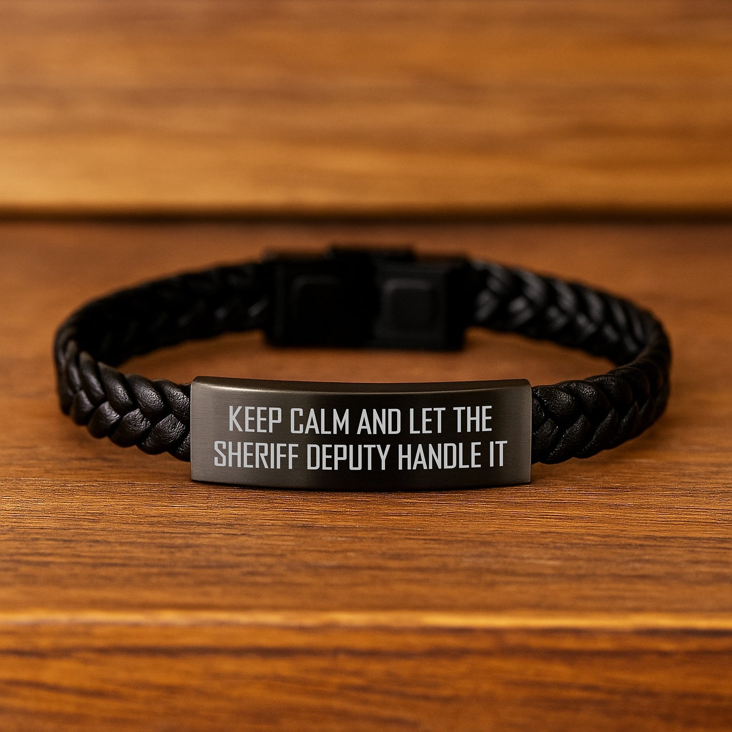 Funny Sheriff Deputy Interlaced Leather Bracelet Gifts from Men to Sheriff Deputy for Christmas - Image 2