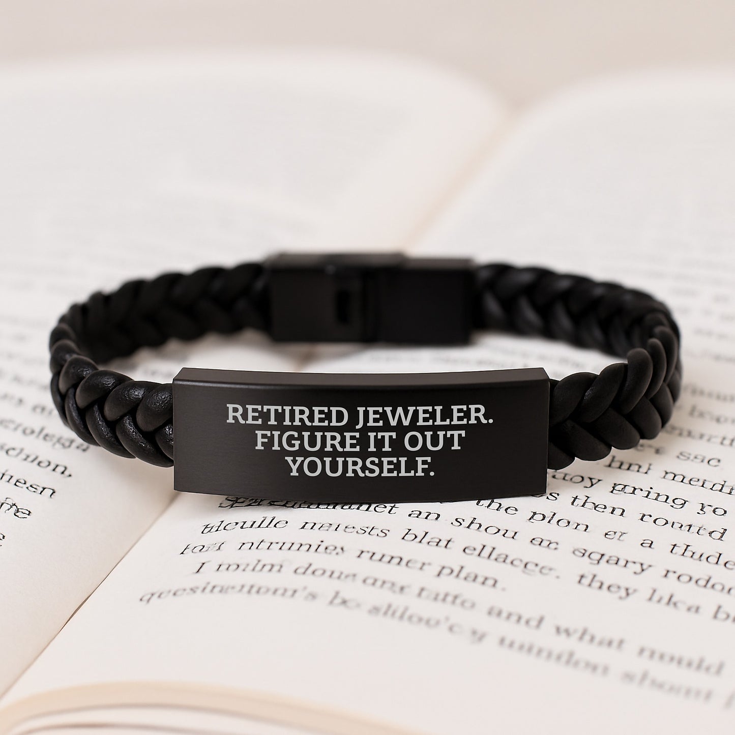 Funny Retired Jeweler Gifts for Men - Interlaced Leather Bracelet, Stainless Steel and PU Leather, 7.87 inches - Gifts from Family to Graduation - Image 3