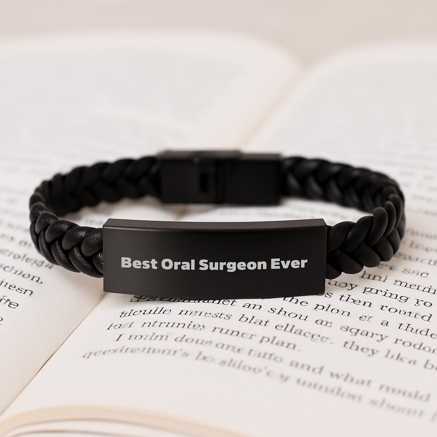 Oral Surgeon Gifts for Him, Funny Quote Best Oral Surgeon Ever Interlaced Leather Bracelet, Birthday Unique Gifts from Men - Image 3