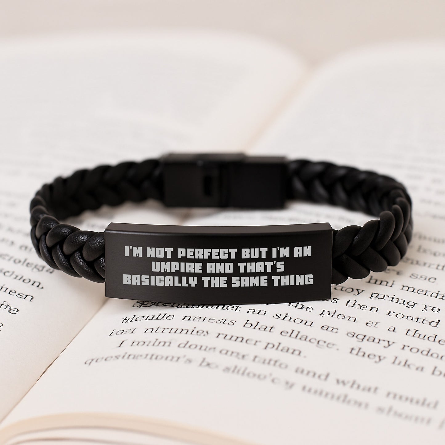 Umpire Humor Interlaced Leather Bracelet Gifts for Umpires from Friends and Family on Birthday - 'I'm Not Perfect But I'm An Umpire And That's Basically The Same Thing' - Image 3