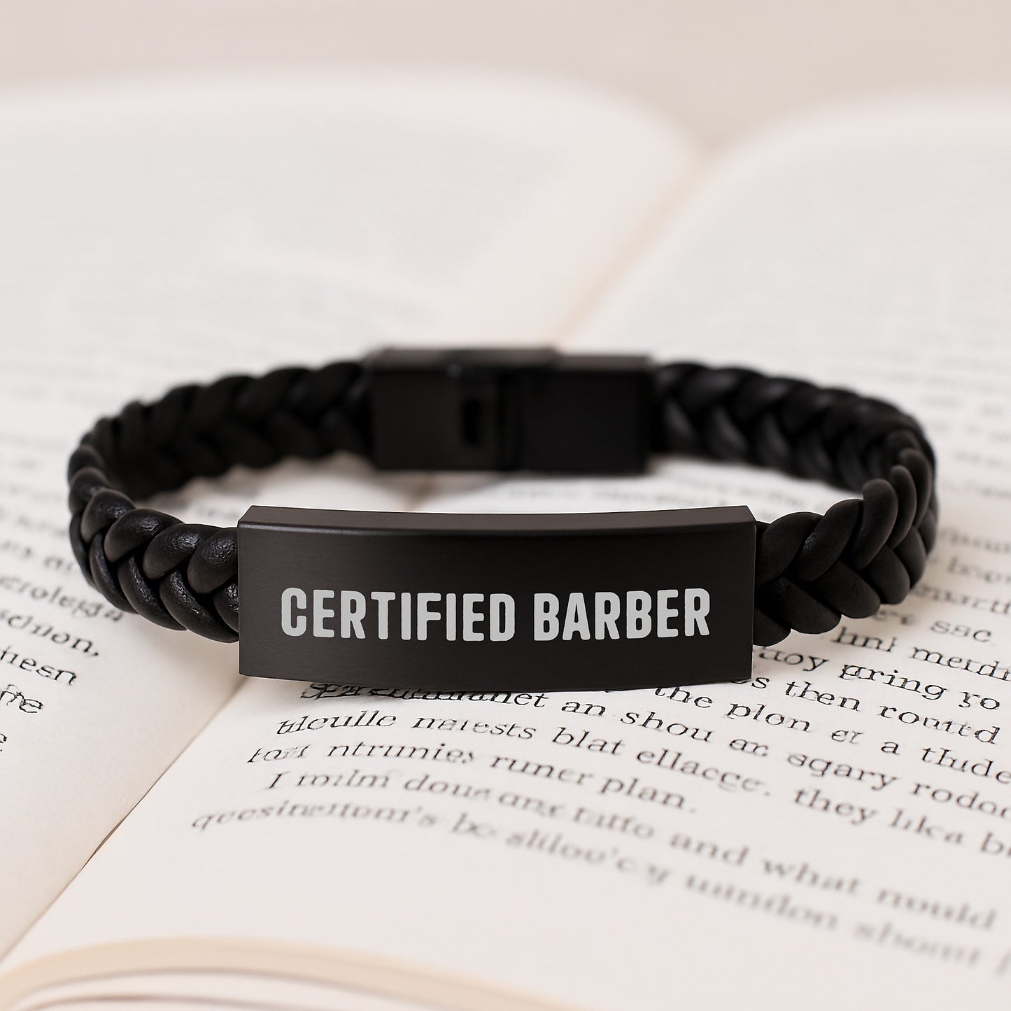 Funny Gifts for Barber Men from Friends - Certified Barber Interlaced Leather Bracelet for Christmas Unique - Image 3