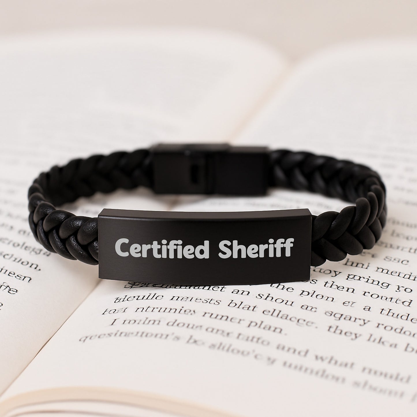 Funny Sheriff Gifts, Men's Interlaced Leather Bracelet, Birthday Unique Gifts from Friends to Sheriff - Image 3