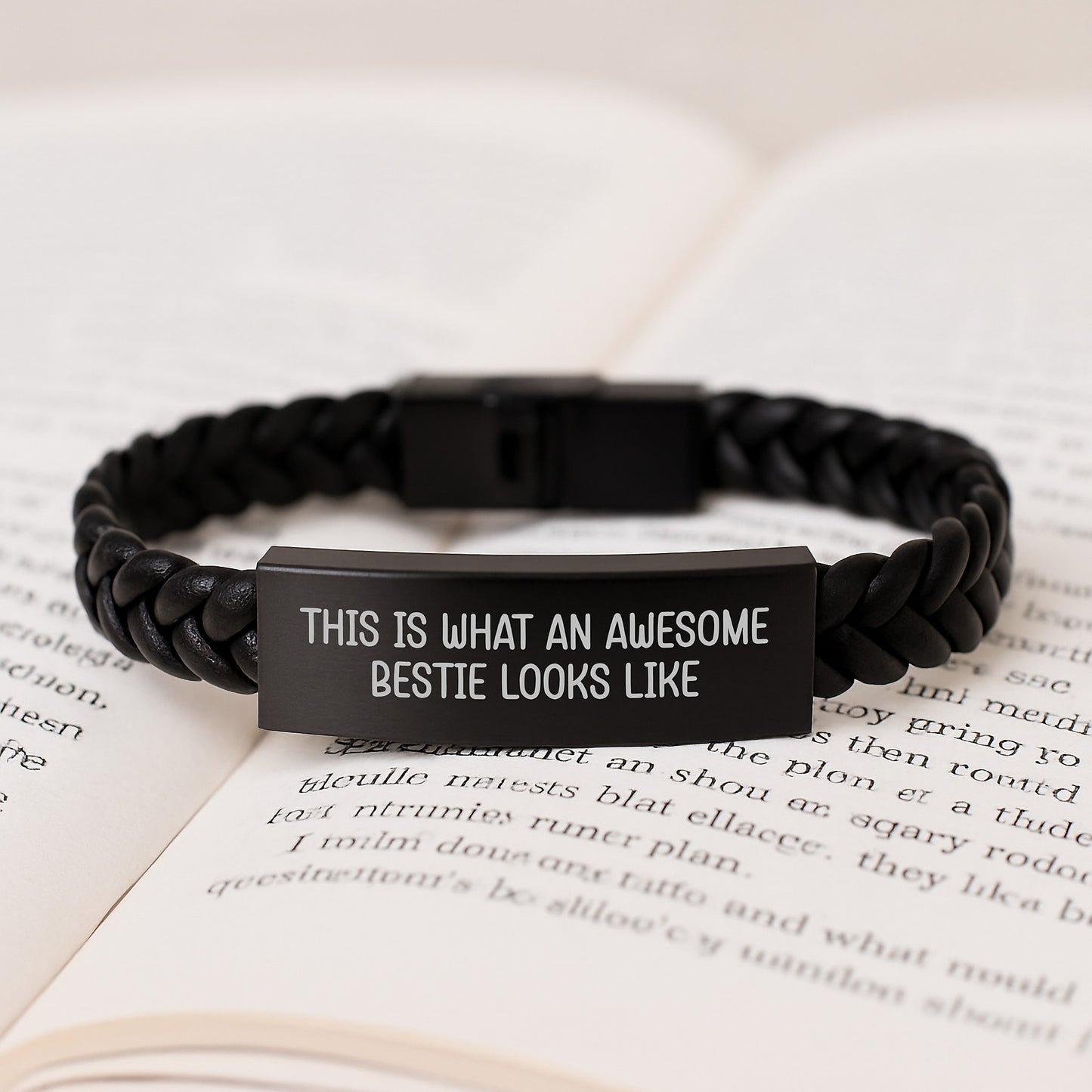 Funny Bestie Gifts for Women - Interlaced Leather Bracelet with Heartwarming Quote 'This Is What An Awesome Bestie Looks Like' for Graduation, Gifts from Mom or Best Friend - Image 3